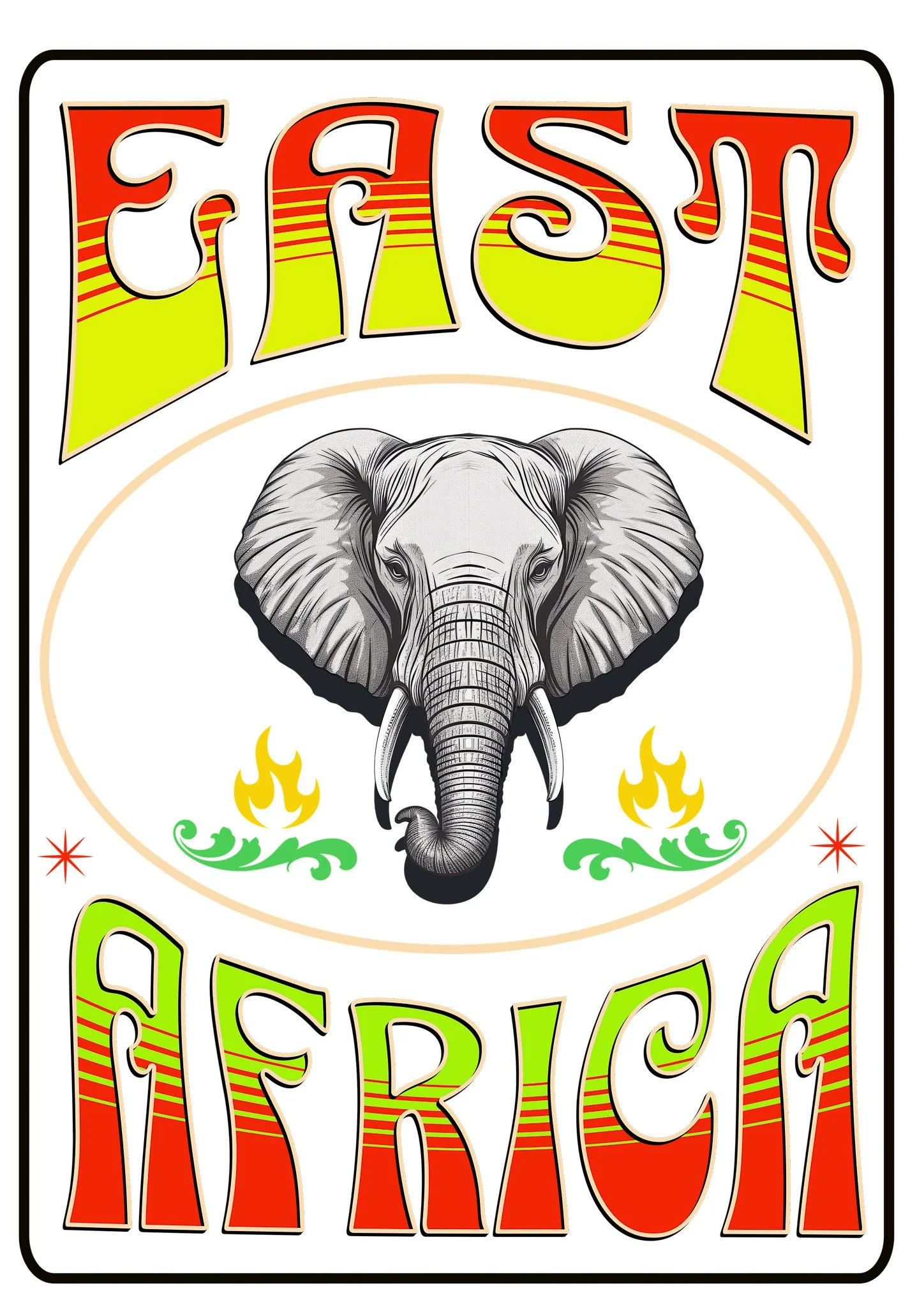 Just one of many colorful safari t-shirt designs you can purchase at the Rwanda Trek Gift Shop.