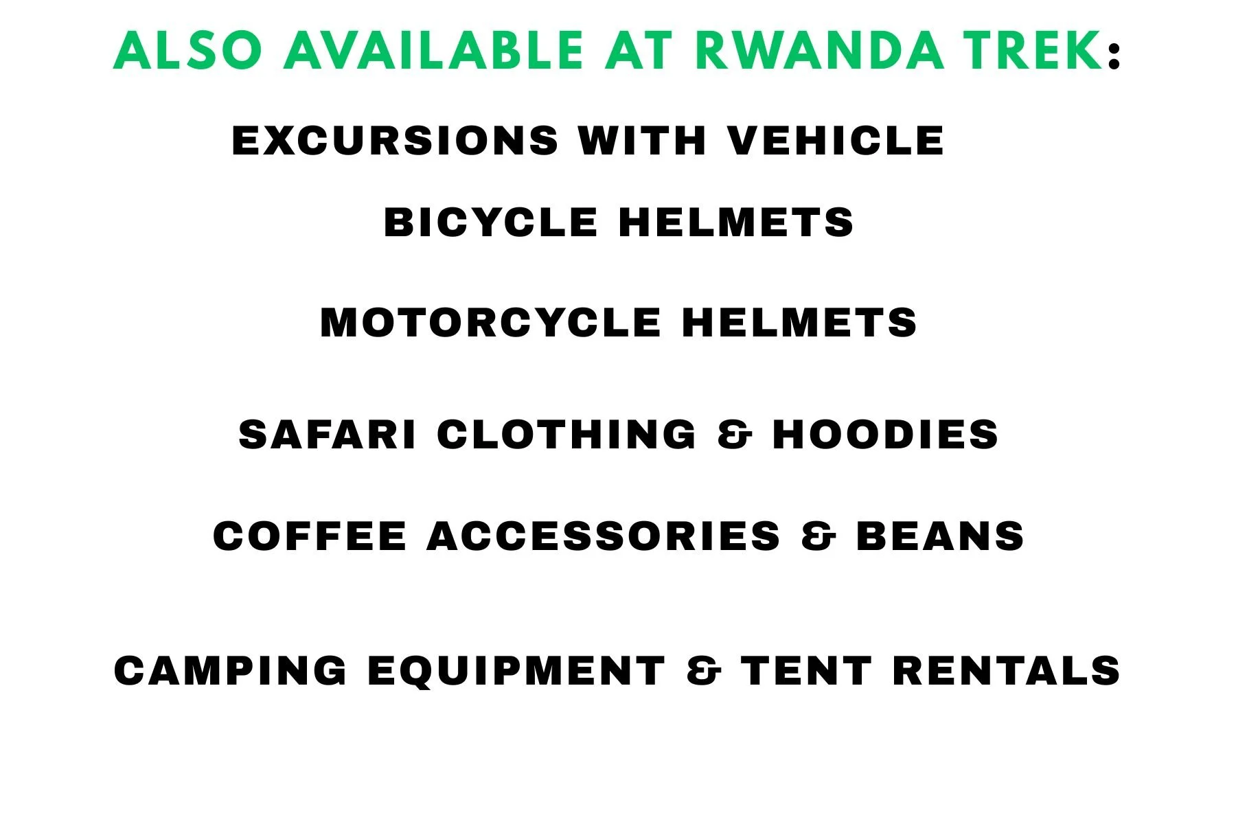 Goods and Services Available at Rwanda Trek