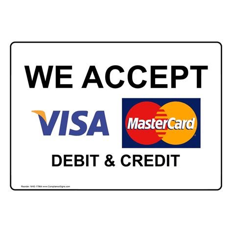 Acceptance of Visa, MasterCard, debit, and credit cards.