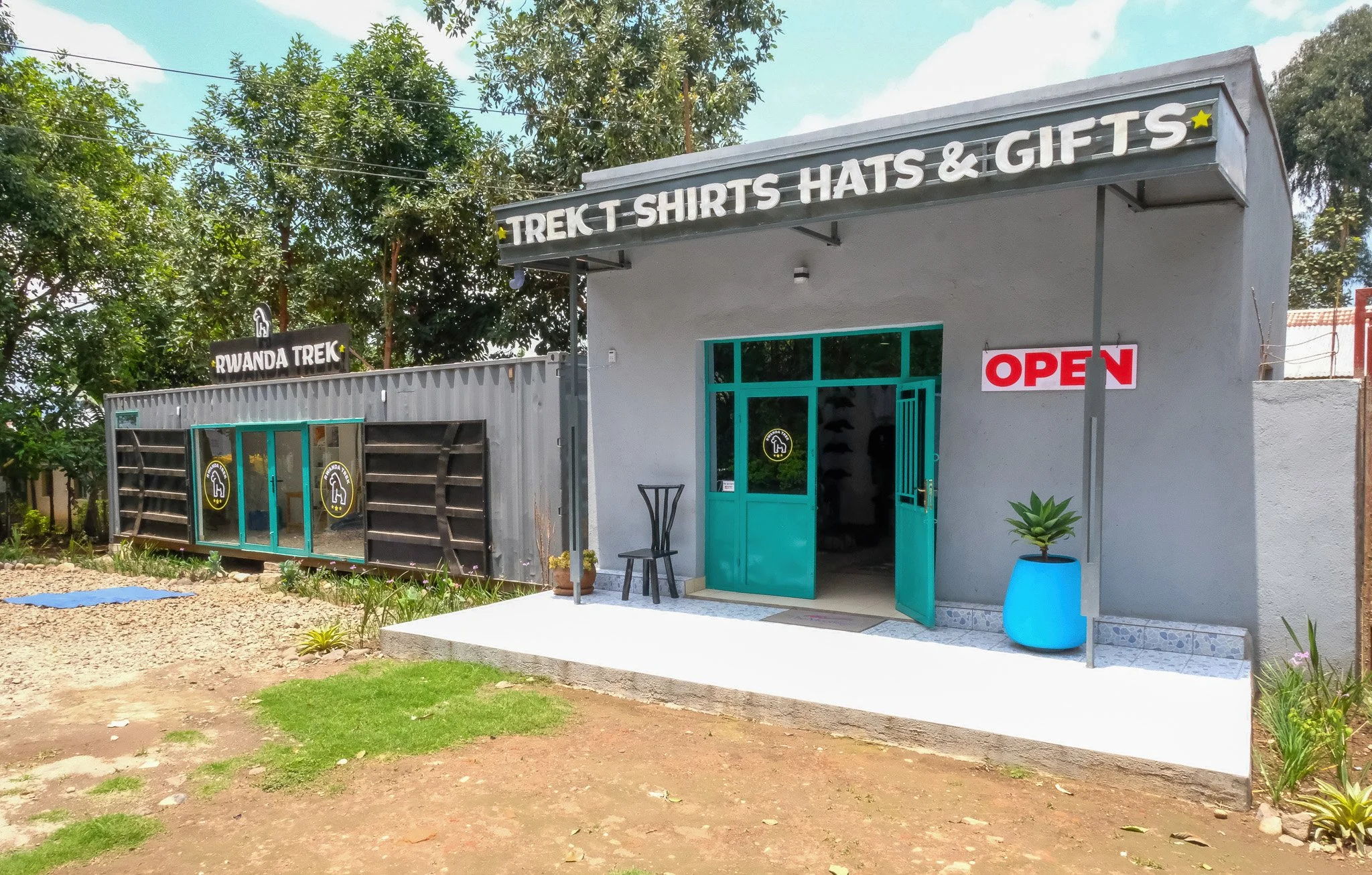 The Rwanda Trek Gift Shop on the main Kinigi Road in Musanze. There is easy and abundant parking.