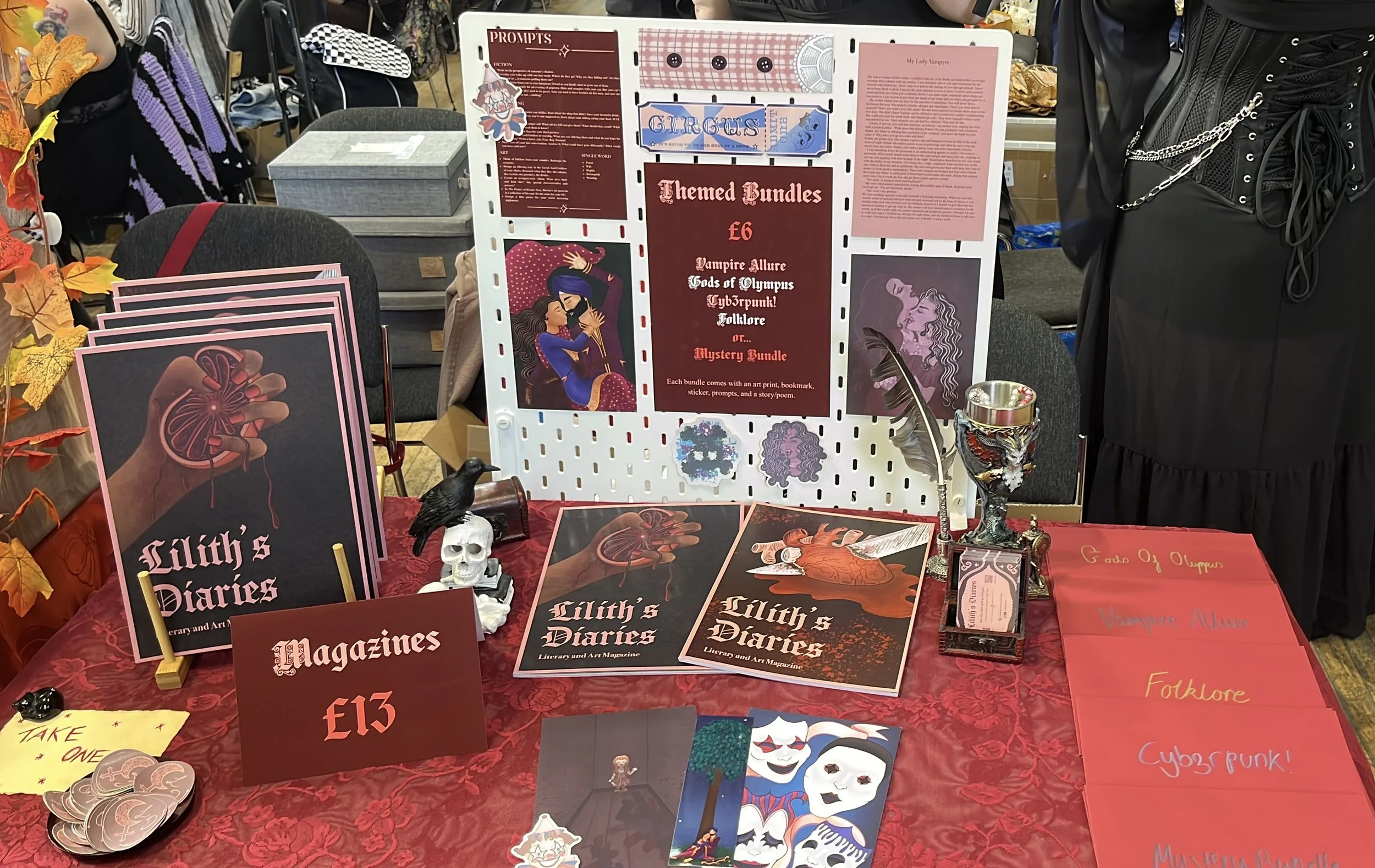 Image of Lilith's Diaries table set up for Whimsy Goth Alternative Market.