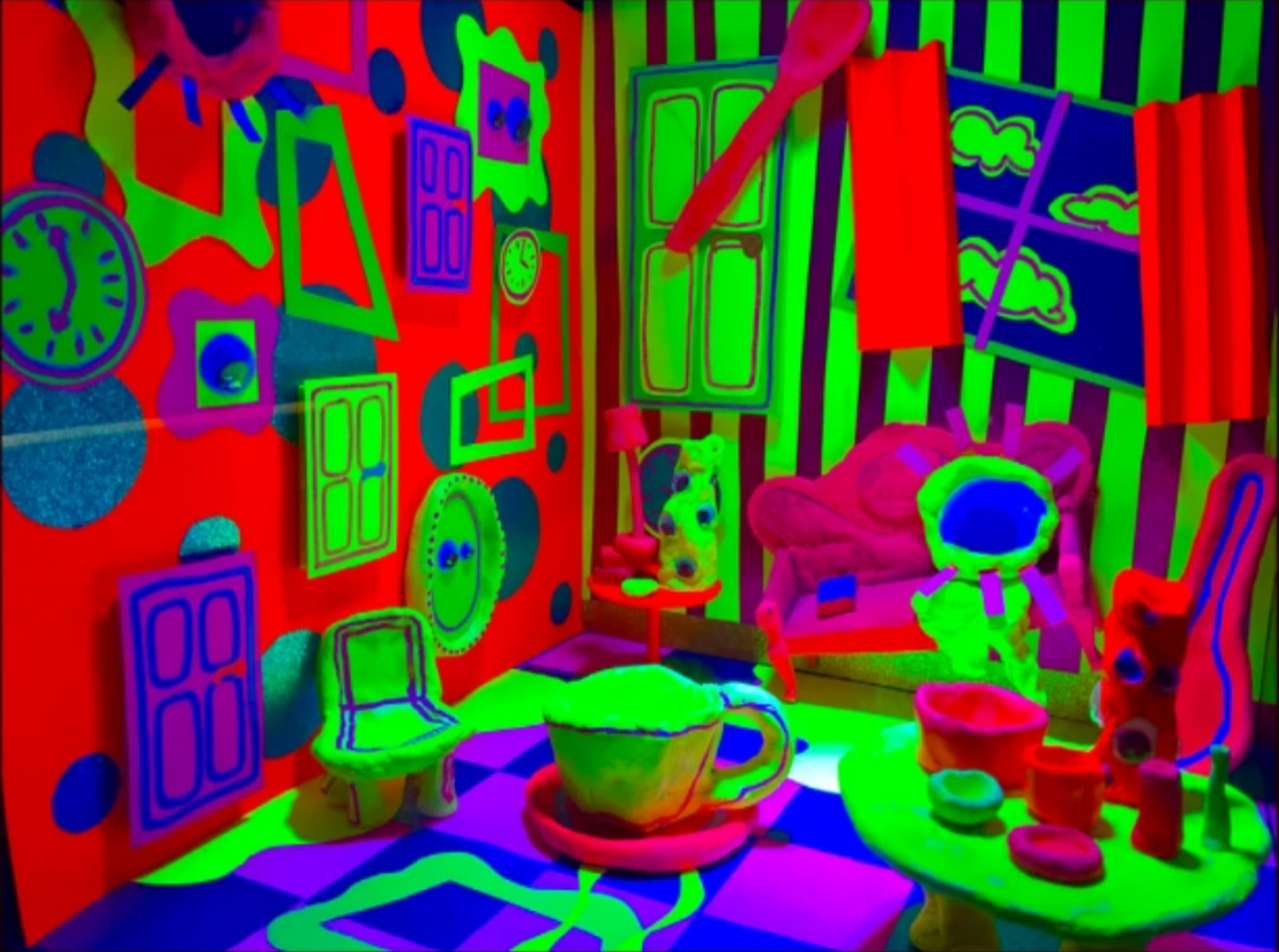 Picture belonging to Naomi Moore - bright and neon handmade diorama.
