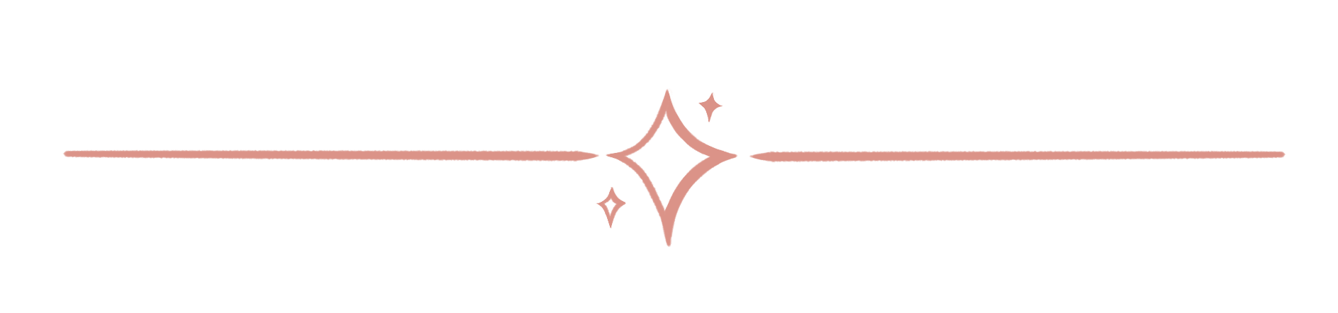 Hand drawn pink line and star divider png.