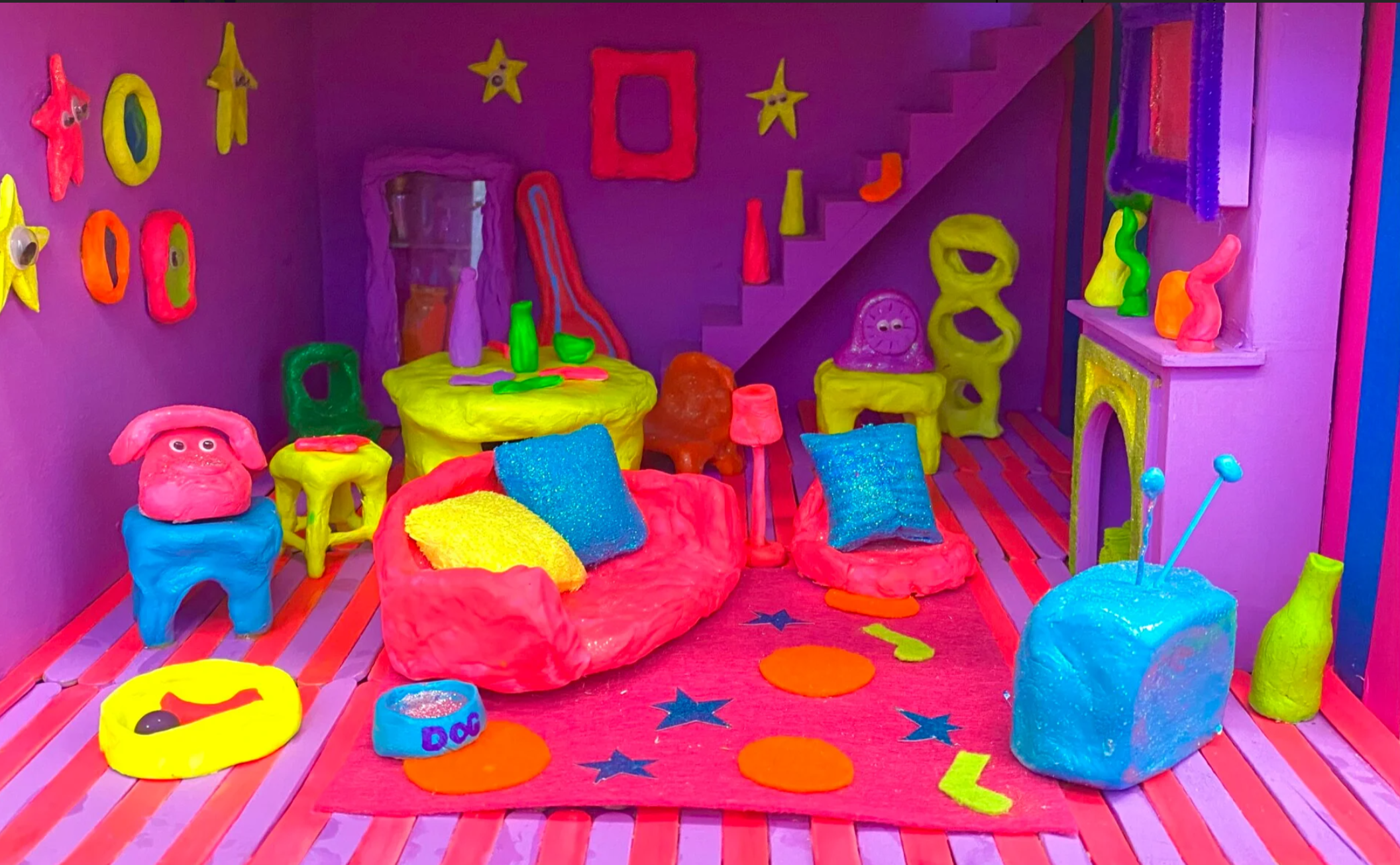 Picture belonging to Naomi Moore -  bright and neon handmade diorama.