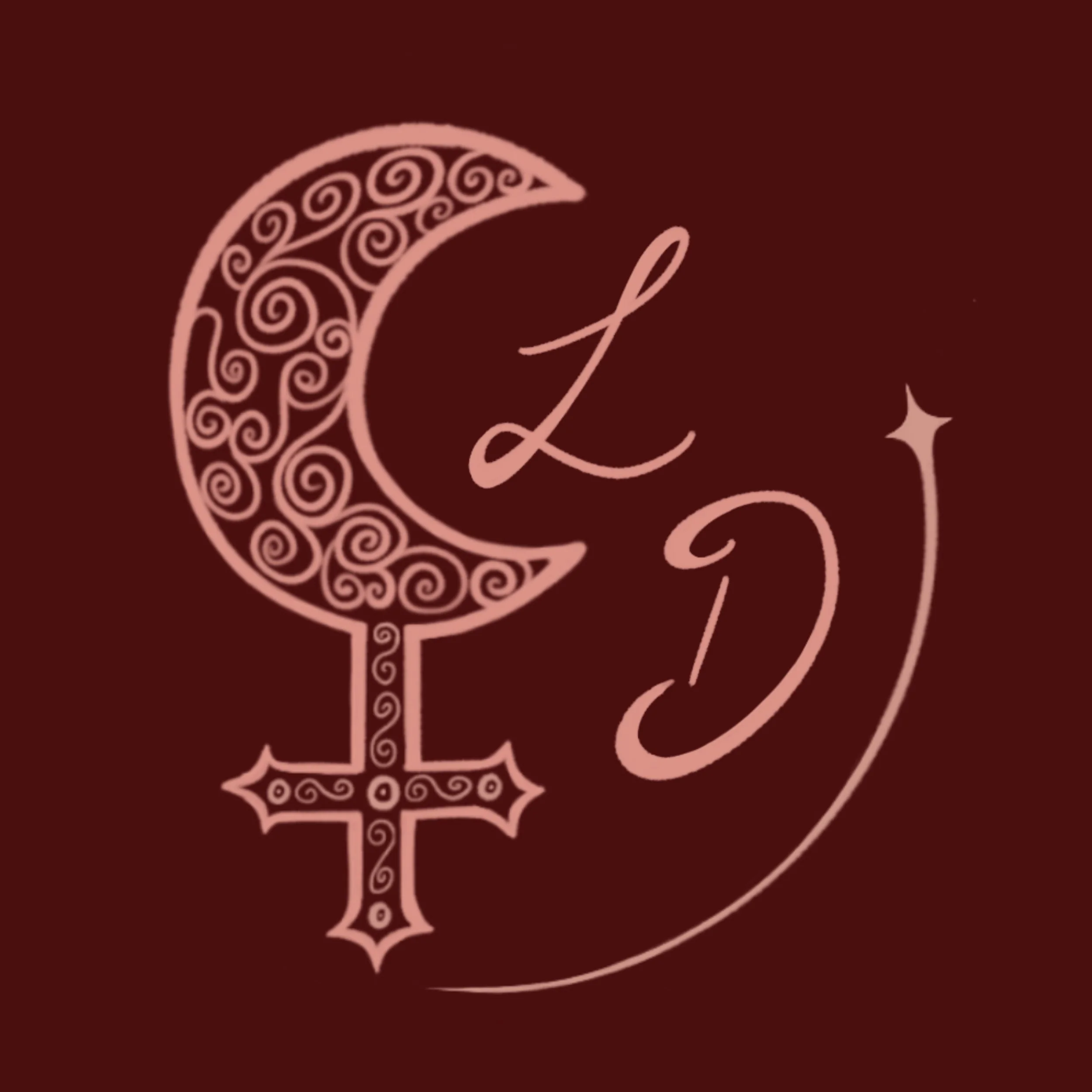 Lilith's Diaries logo, a dark red background with Lilith Sigil and LD in cursive