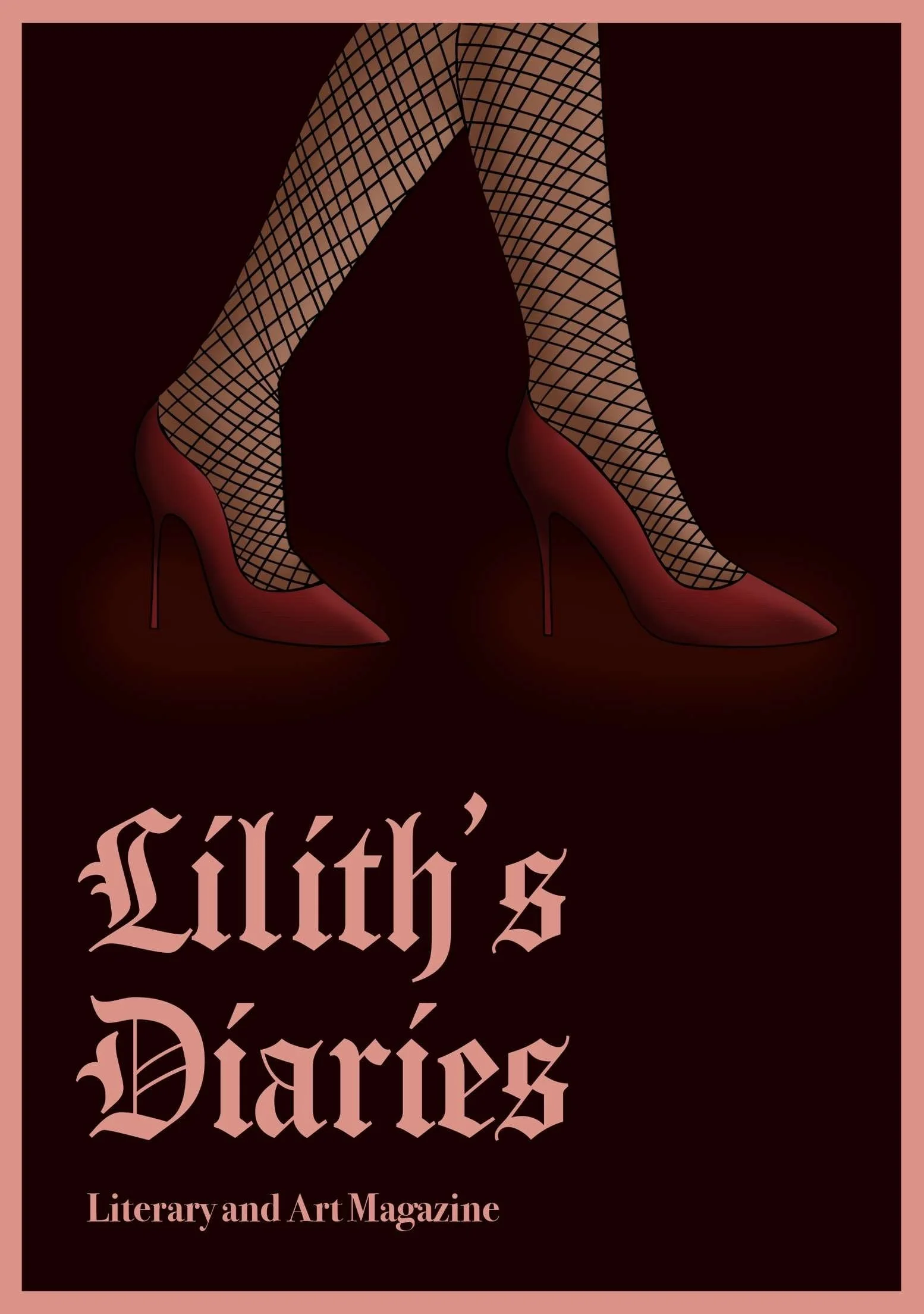 Lilith's Diaries issue ii cover - pair of legs wearing fishnet tights and red heels mid-step, Lilith's Diaries title below.