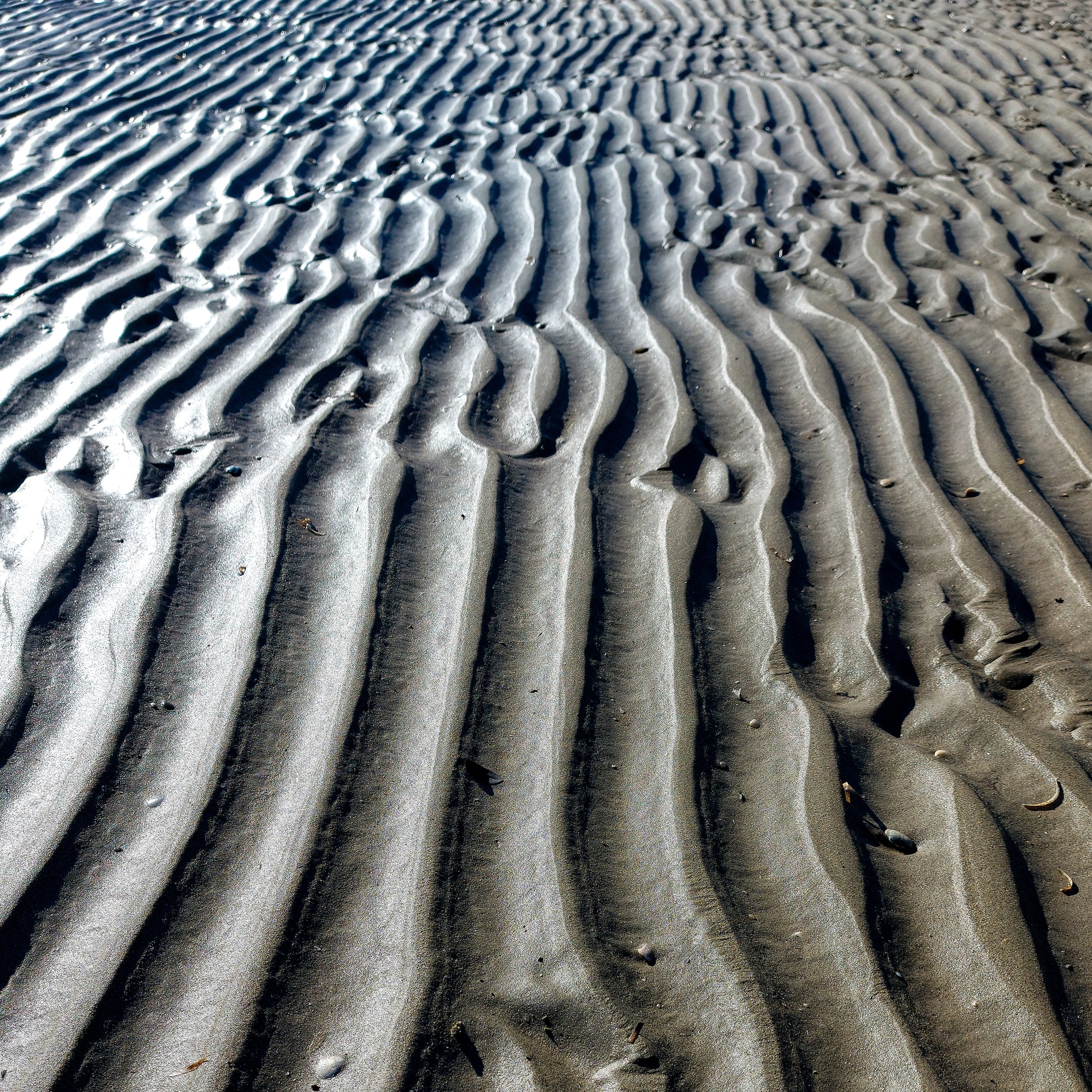 Close up photo of sand patterns created by the wind on a beach in Veneto, Italy.