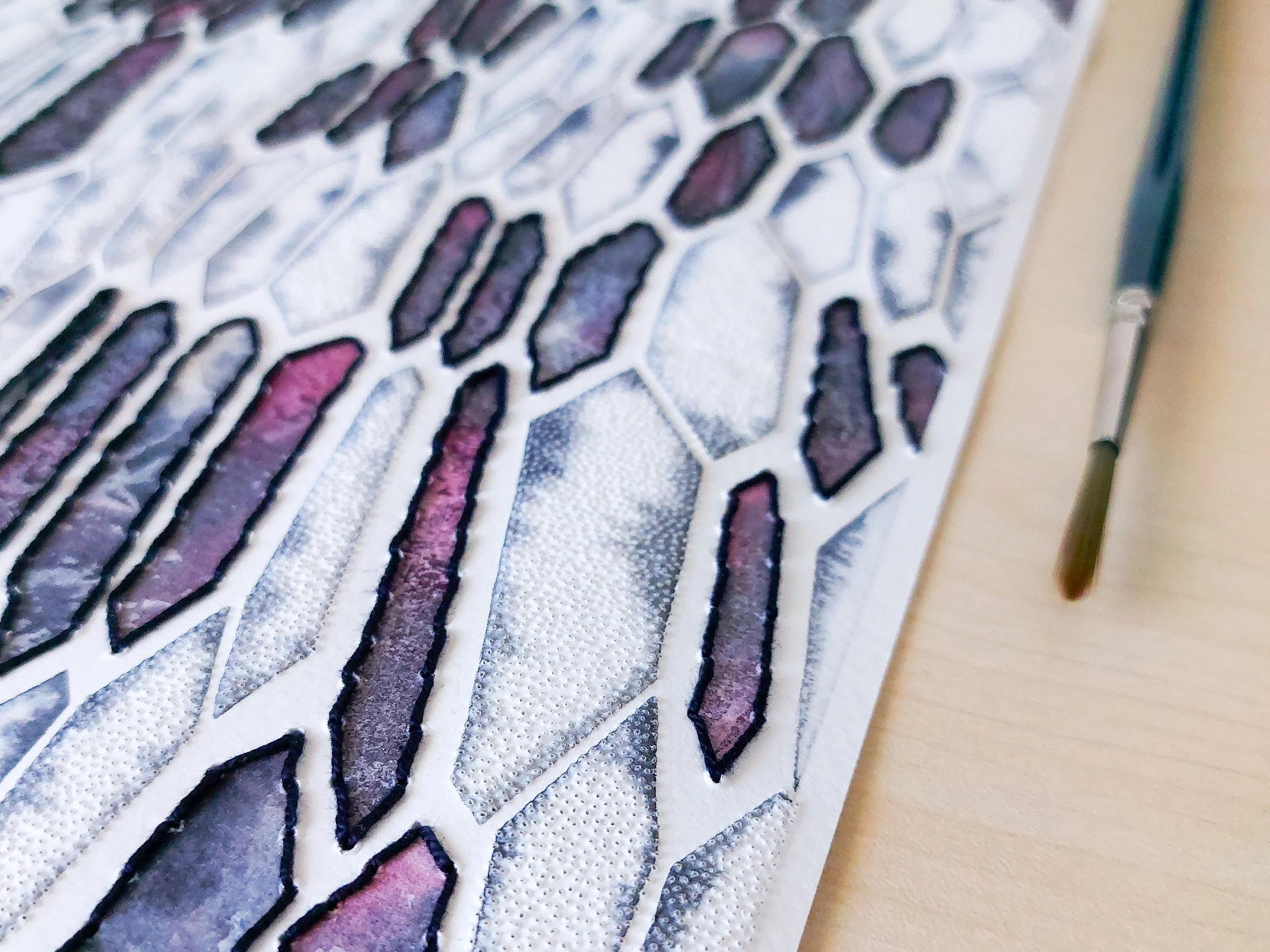 Close up photo of an abstract artwork created by mixed media artist Joanna Ritchie.