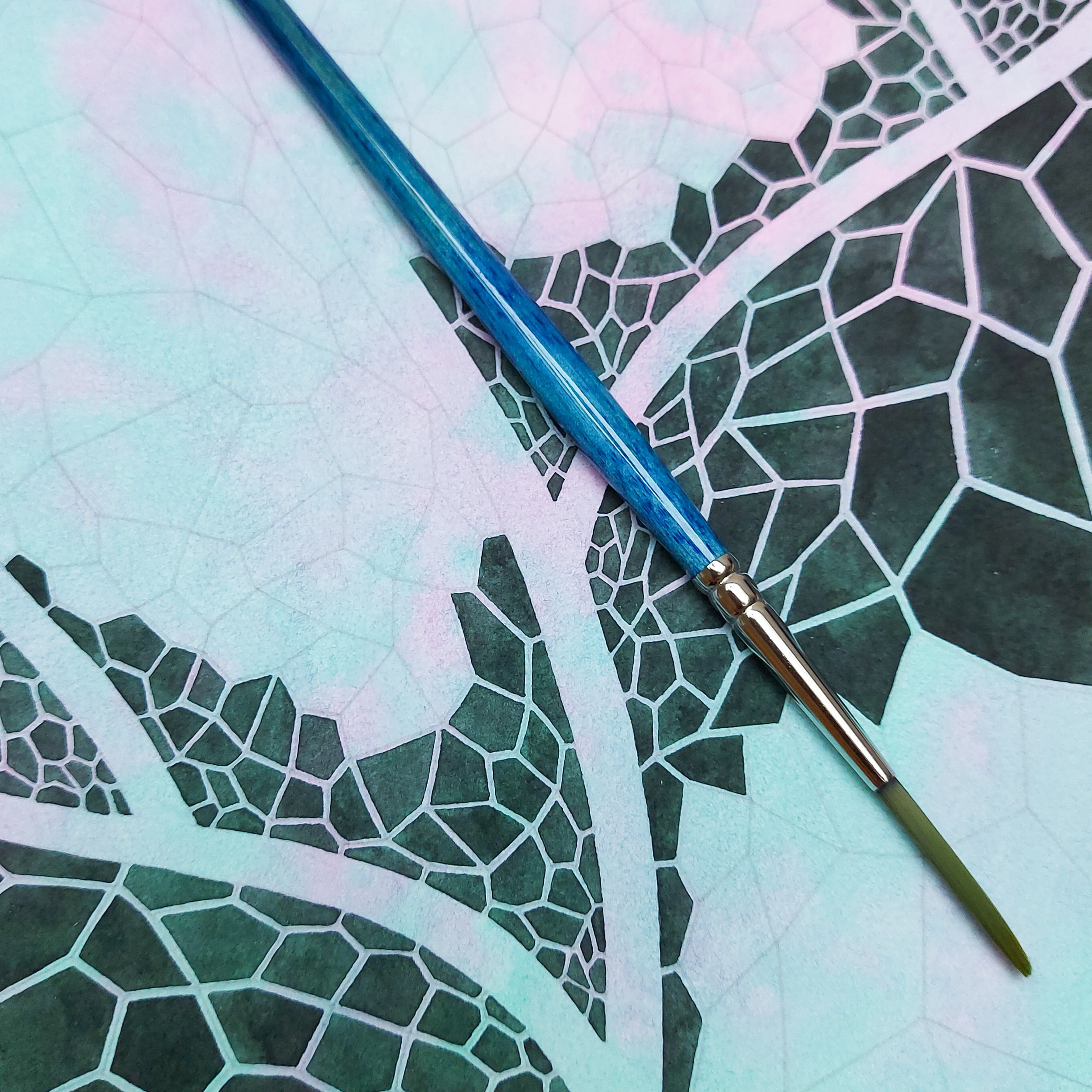 Work in progress photo of an abstract artwork created by mixed media artist Joanna Ritchie.