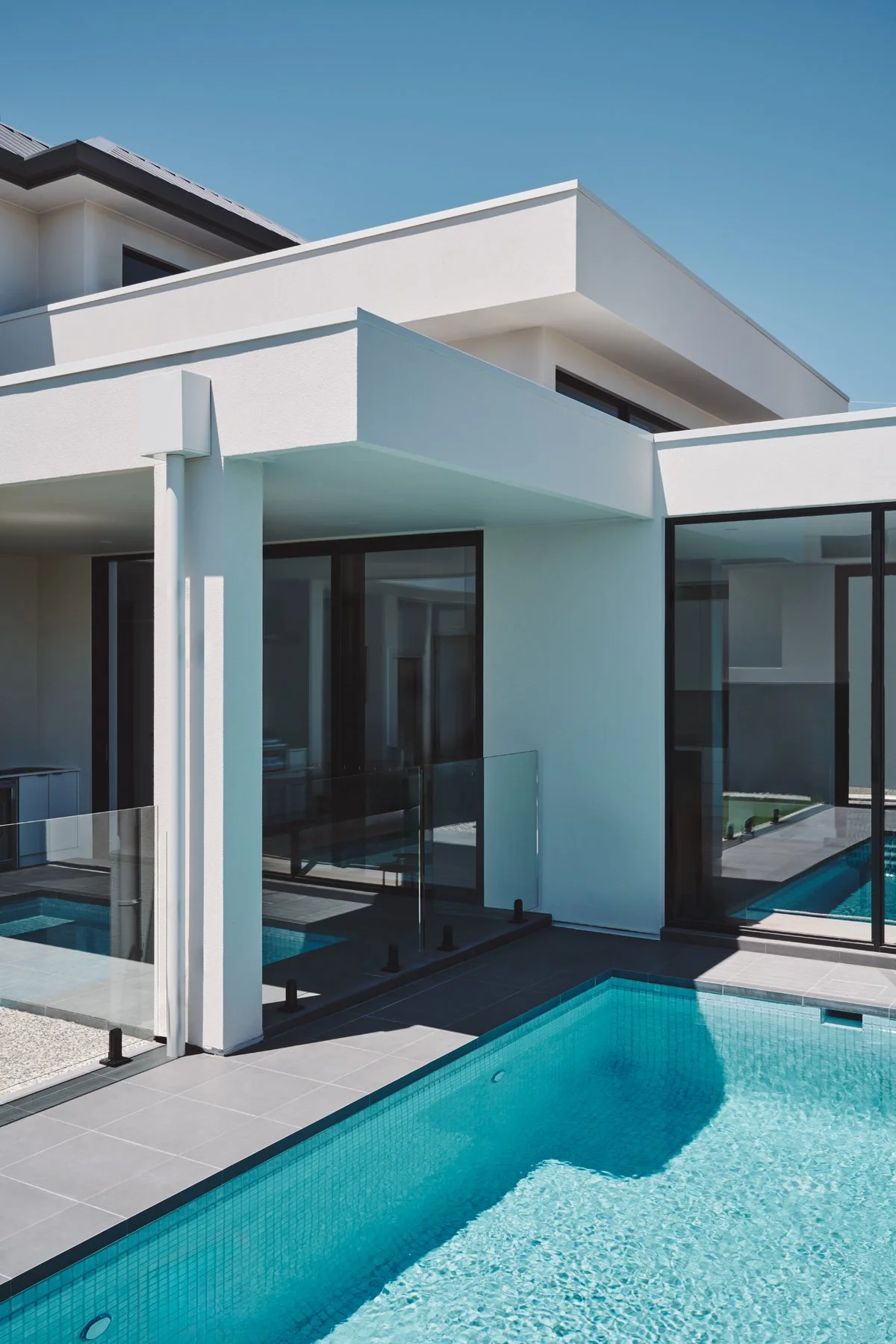 Rear alfresco and glass pool fence at the Hazelwood Park home