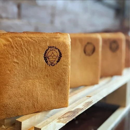 Kevin's Bread square shokupan loaves (Japanese milk bread) baked fresh at EBISUYA in Medford