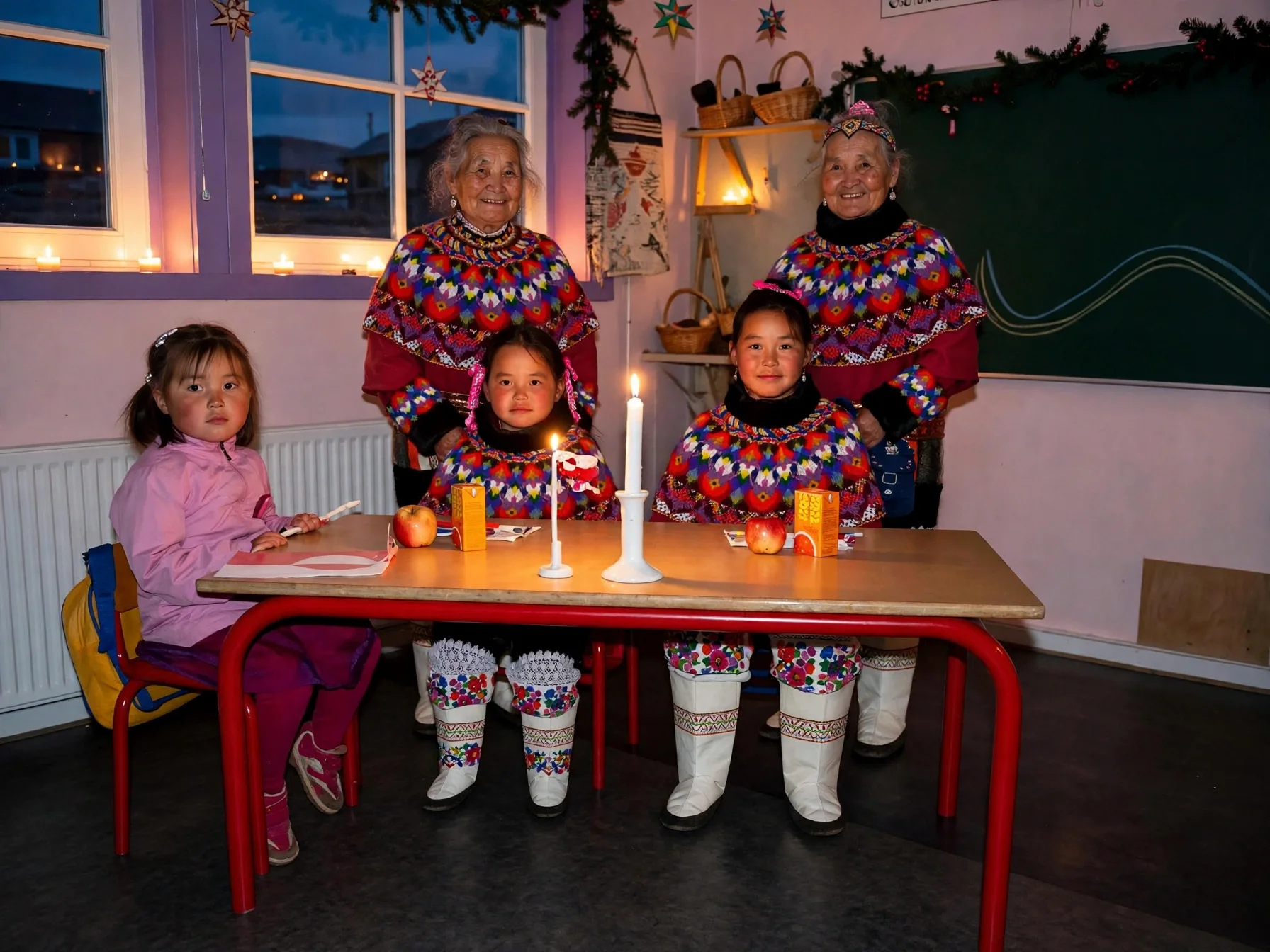 Kaffemik – A Taste of Greenlandic TraditionStep into the warmth of a traditional Greenlandic Kaffemik, where families and friends gather around a table of homemade cakes, coffee and local treats, dressed in traditional clothing and sharing stories a