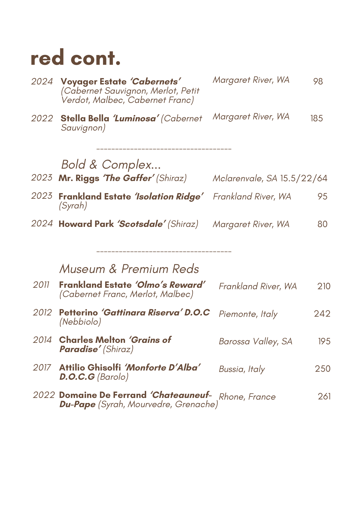 Flics Kitchen wine list, page 5
