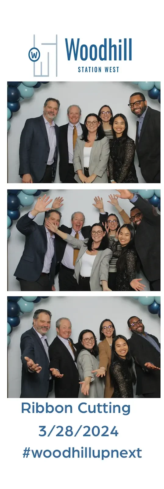 Woodhill Station West · Ribbon Cutting. Branded print strips from a Legacy event.