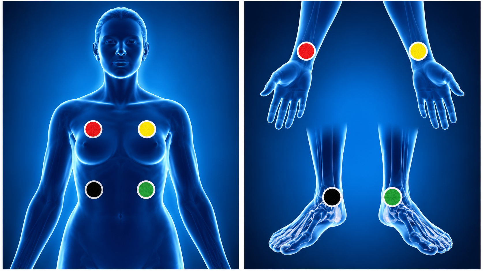 RayoScan electrode placement on torso or limbs