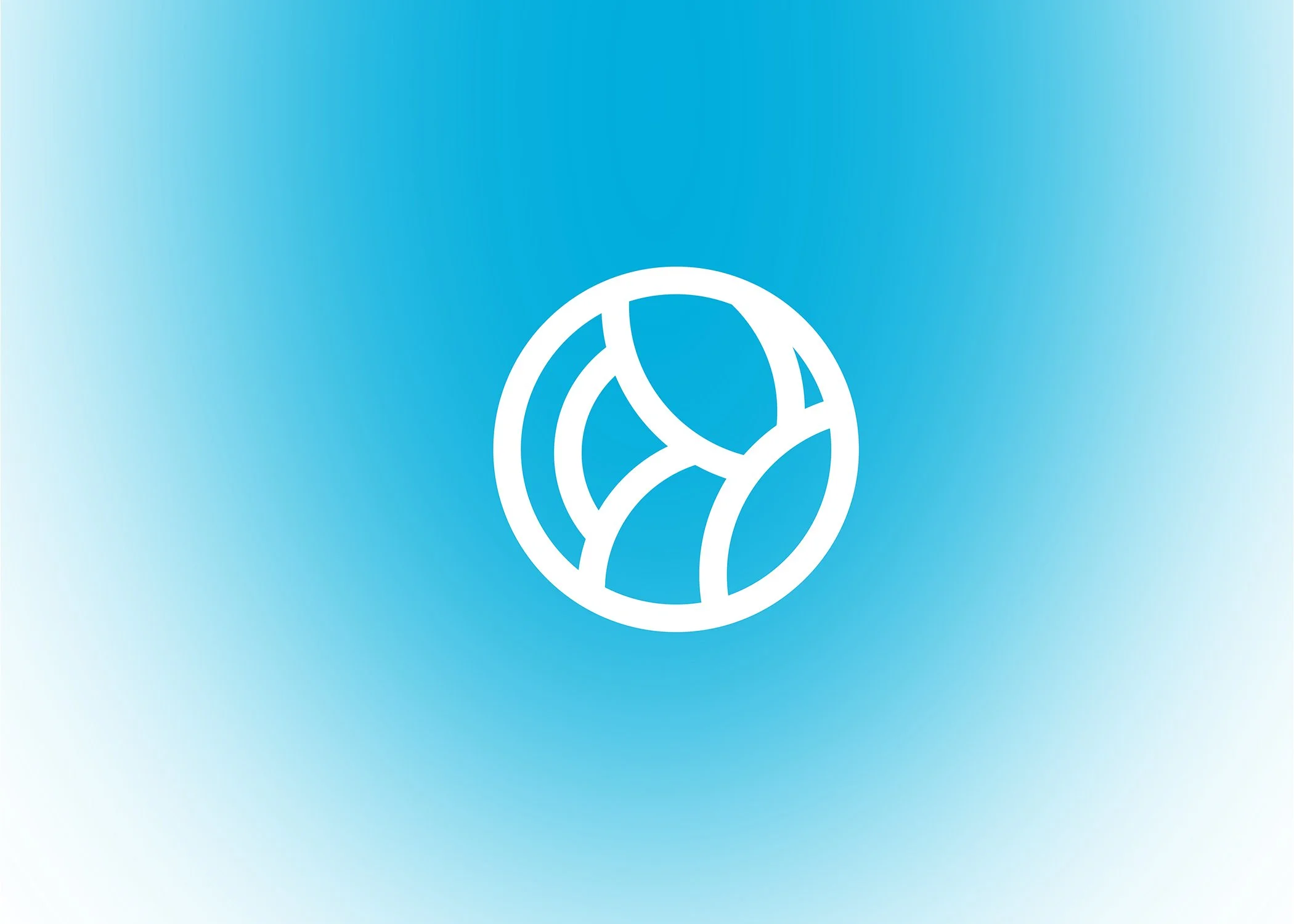 A blue gradient background with a white peace symbol in the center.