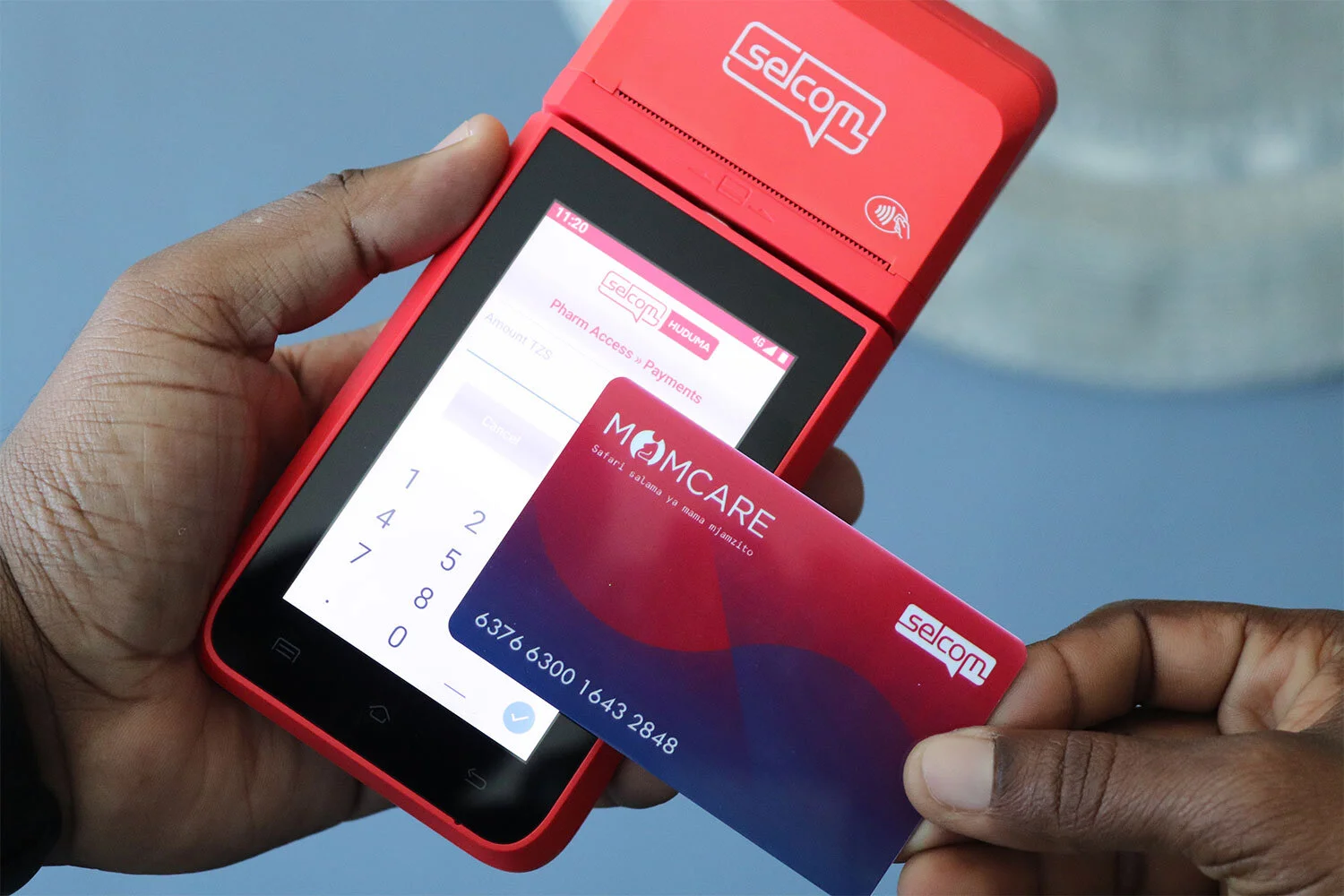 MomCare electronic card tapped on Selcom Huduma POS