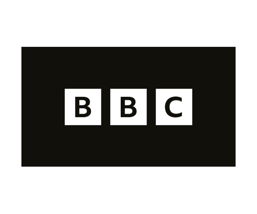 BBC logo with black background and white letters in squares.