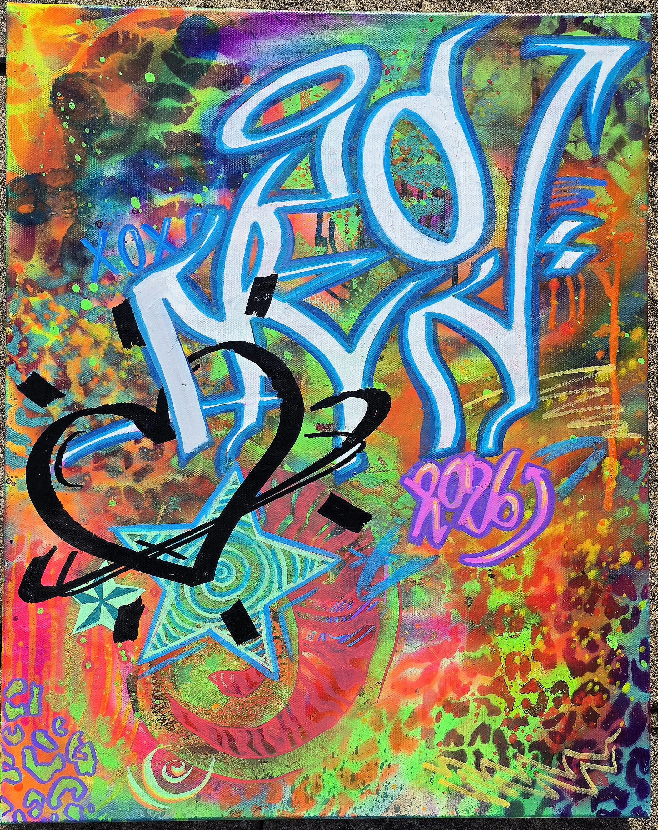 'NEON' graffiti canvas piece 51 x 40