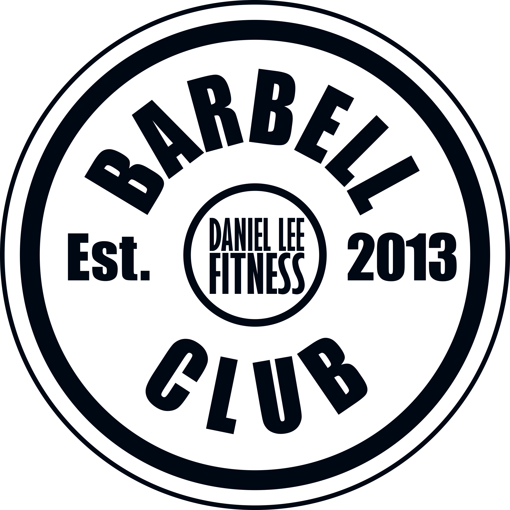 Black logo with blue text reading "BARBELL CLUB" and additional text "Daniel Lee Fitness 2016"