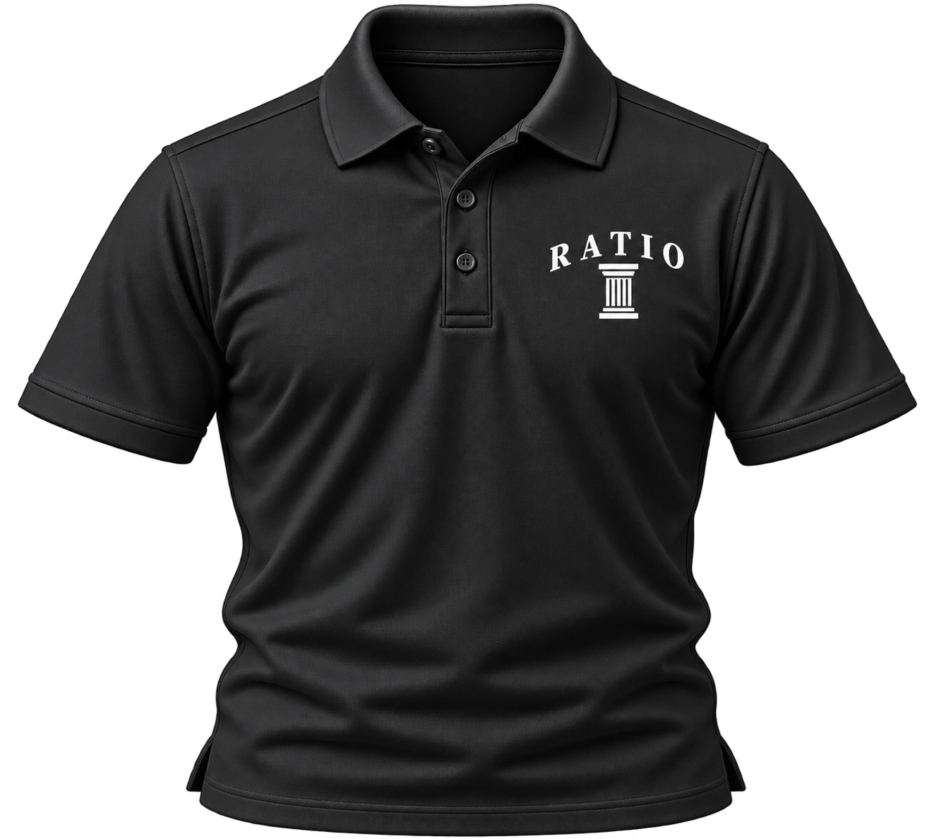 Black Polo Shirt with RATIO Column Logo.png