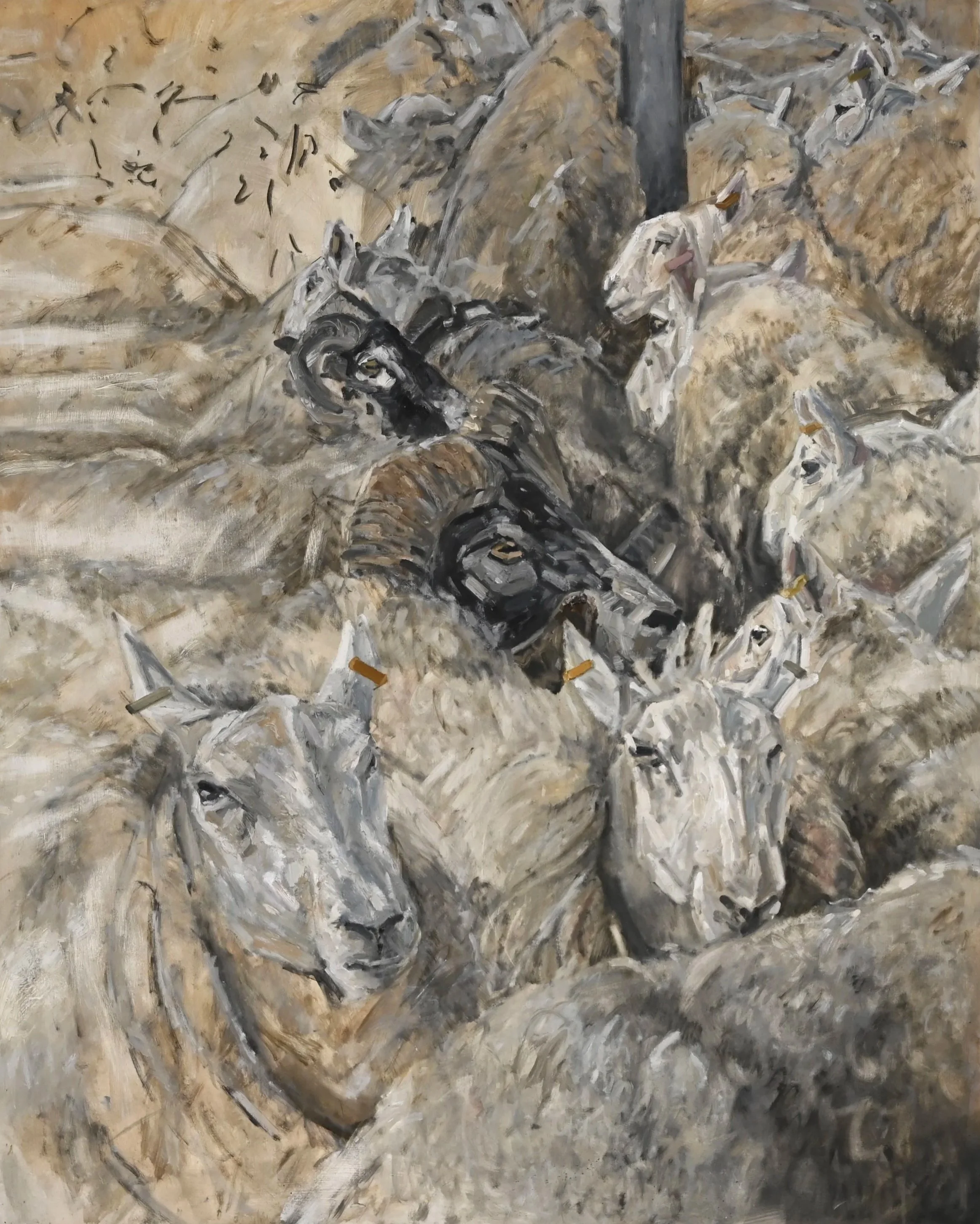 Rammed, Oil on Board, 120 x 150 cm, 2025