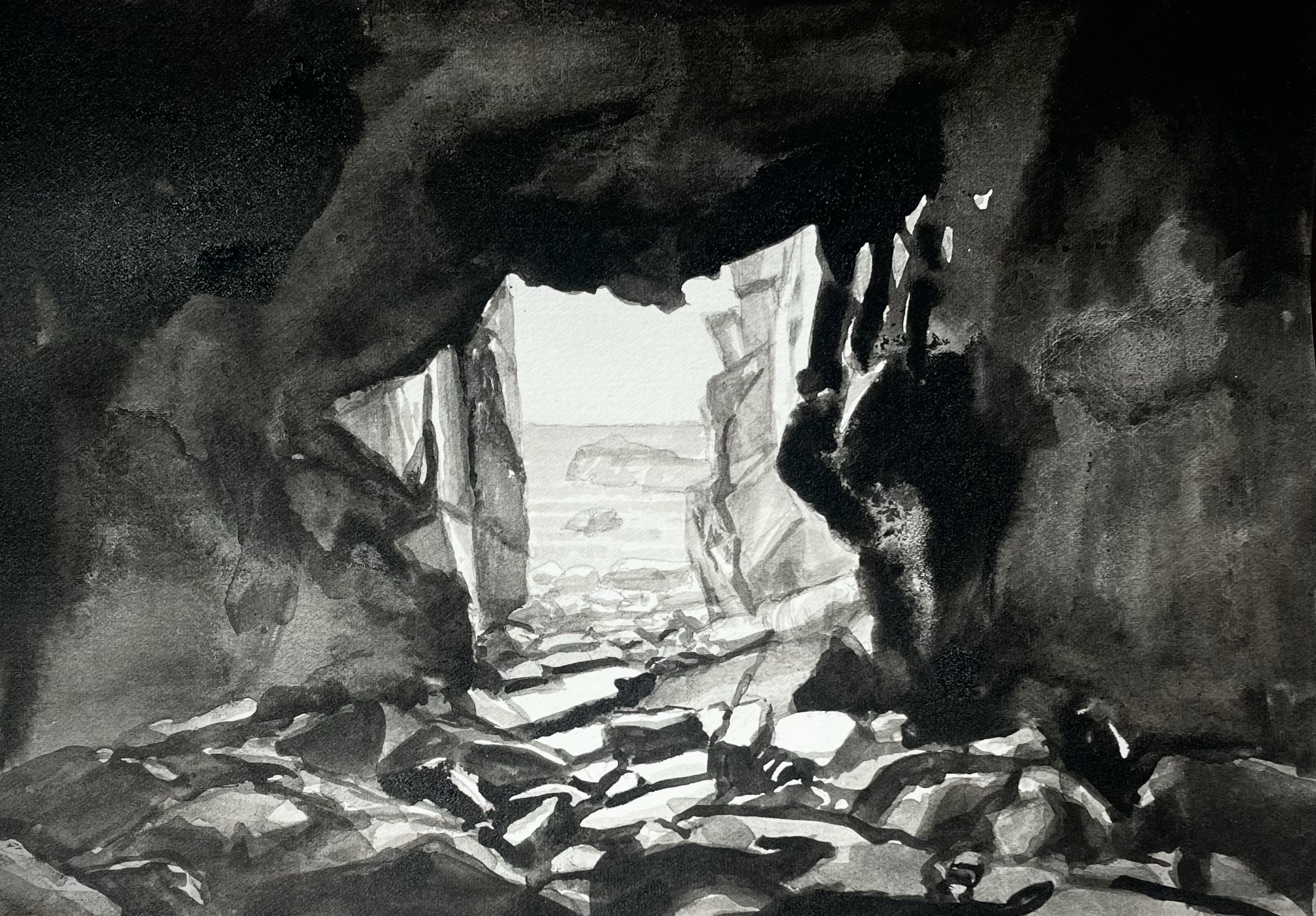 Indian Ink and Sea Water on Paper, 16 x 12 cm, 2026