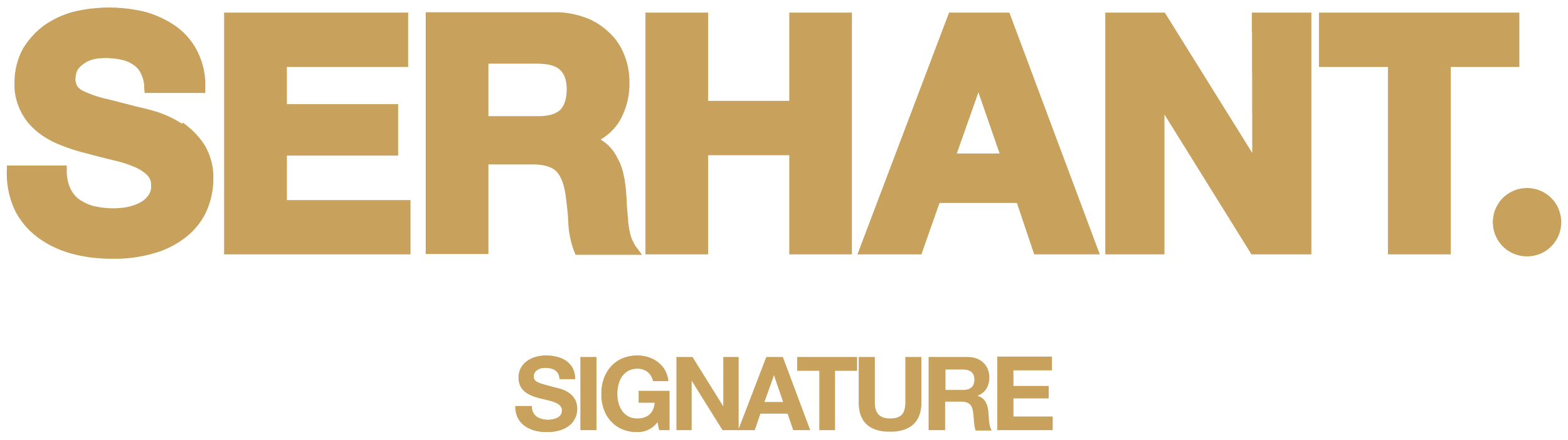 Gold-colored text on a black background that reads: "Serhant Signature".