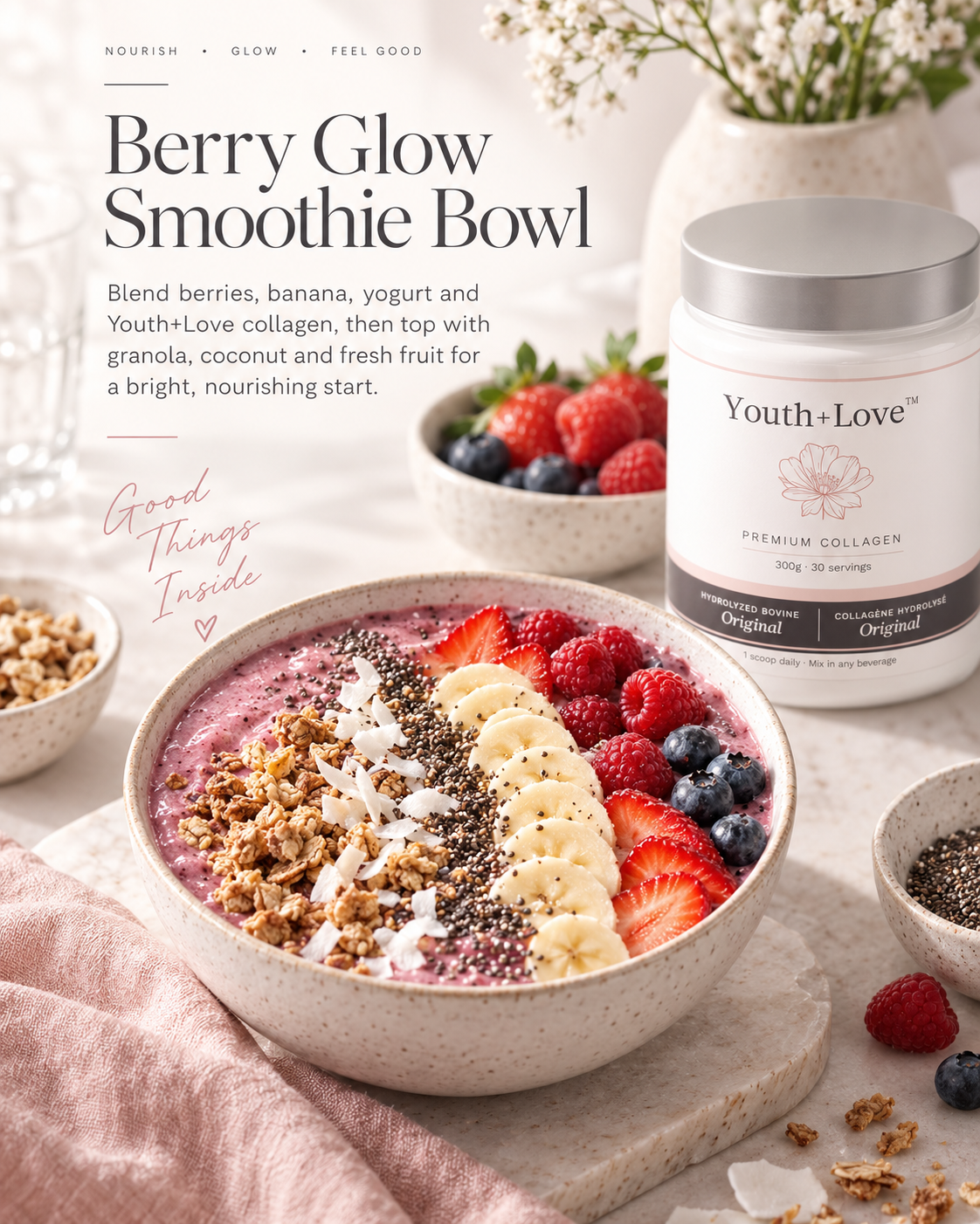 Berry Glow Smoothie Bowl with Youth+Love™ Collagen