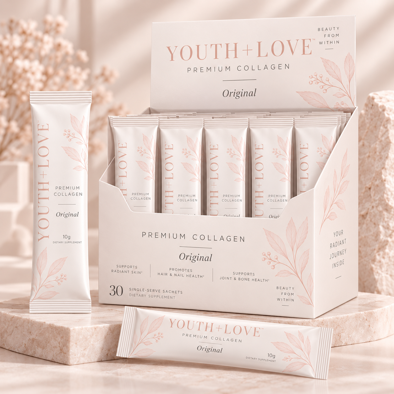 Youth+Love™ Premium Collagen — 30 Single-Serve Packets