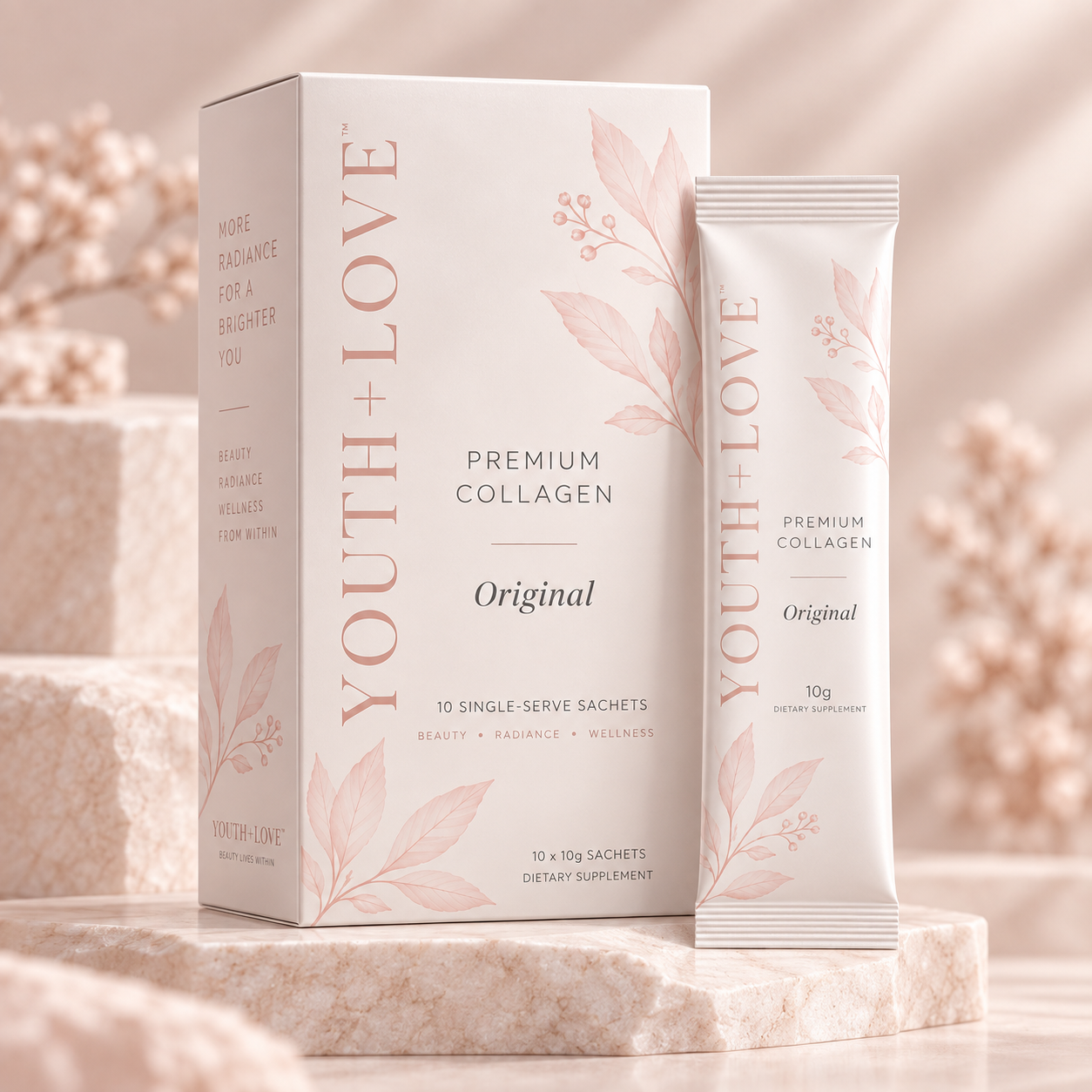 Youth+Love™ Premium Collagen — 10 Single-Serve Packets