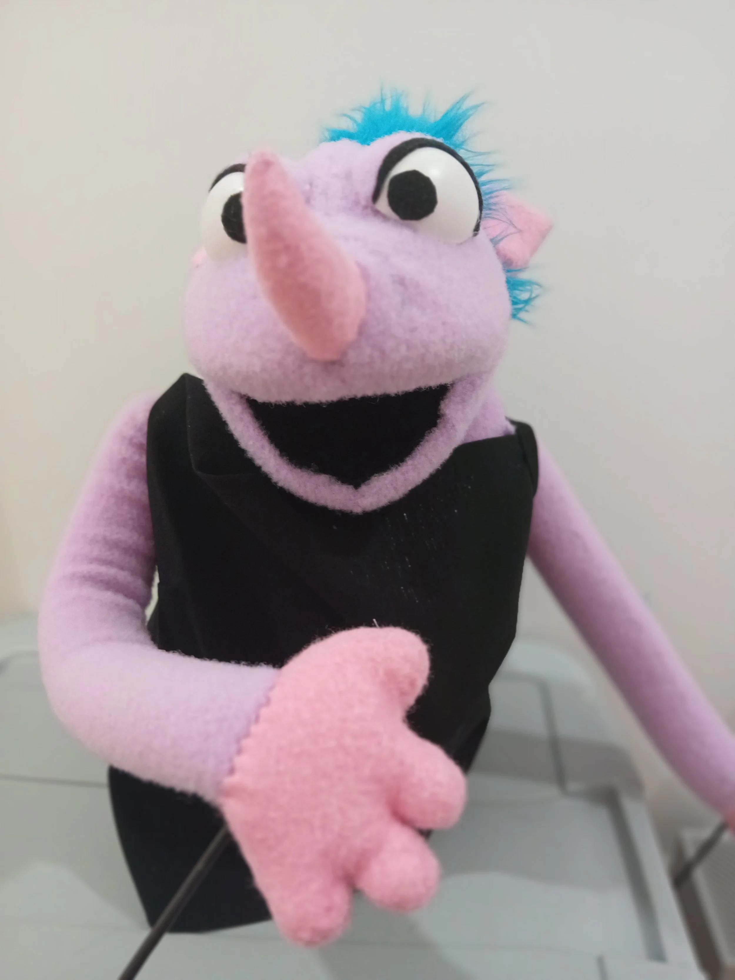 "Kelsee the Punk Possum", puppet built 2026.