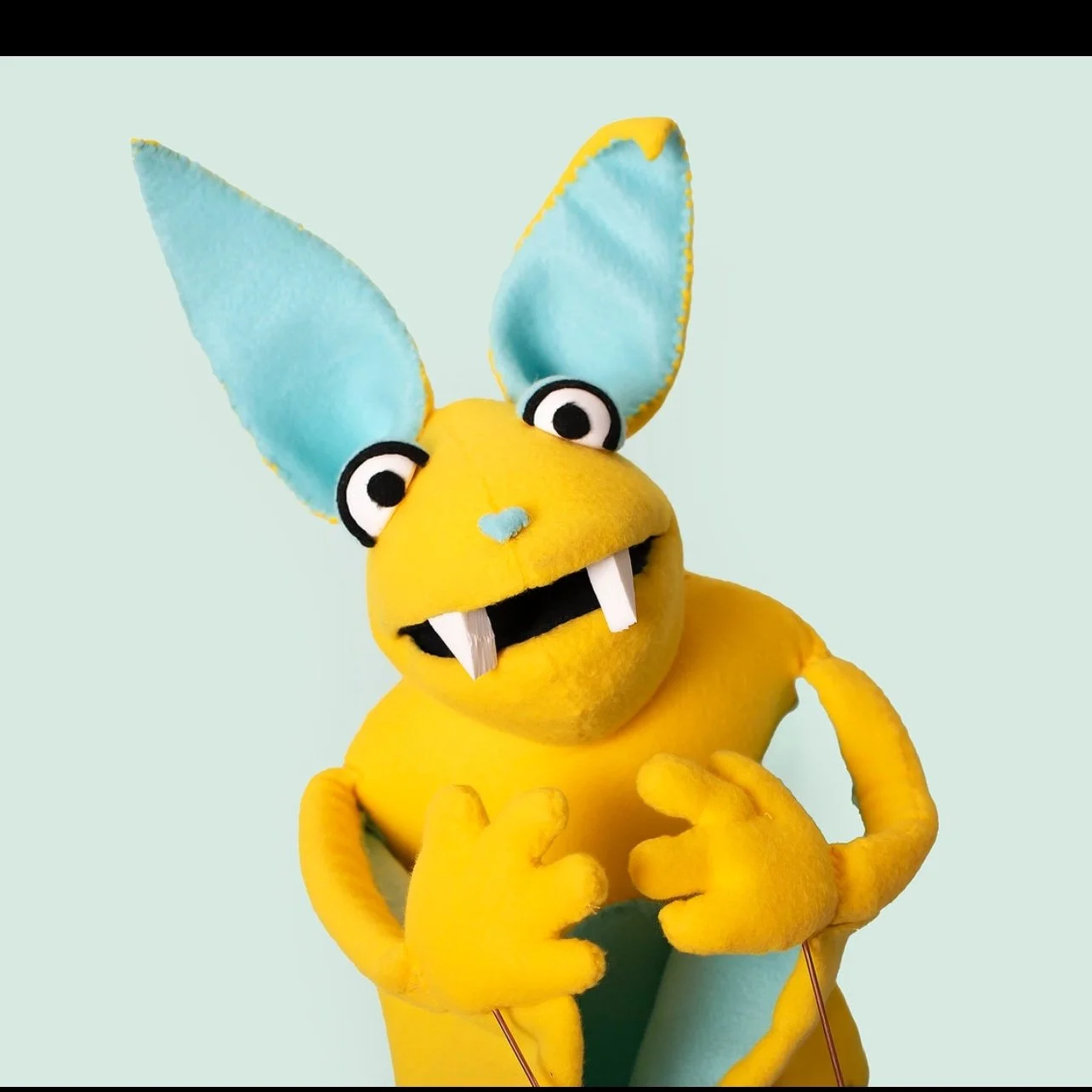 Most recent iteration of bat puppet built for local children's theater, 2024