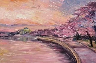 "Cherry Blossom" by Zachary Sasim. Acrylic on canvas, 24x36in framed. $1,200.00