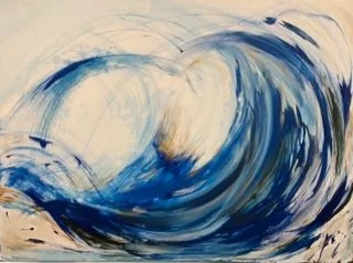 Acrylic on canvas 36x48 "The Wave" by Gigi Rama $ 1,550.00 framed
