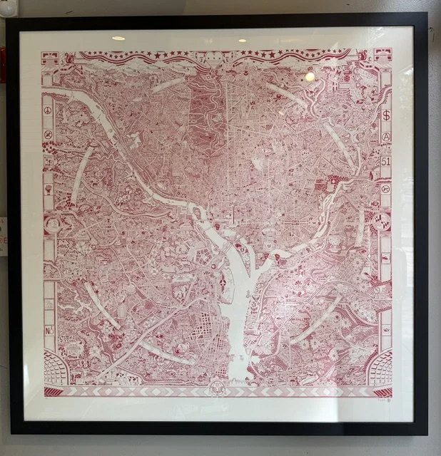 The DMV "Old Glory Red" Hand-pulled Serigraph 50"x50"      
By Gareth Fuller 