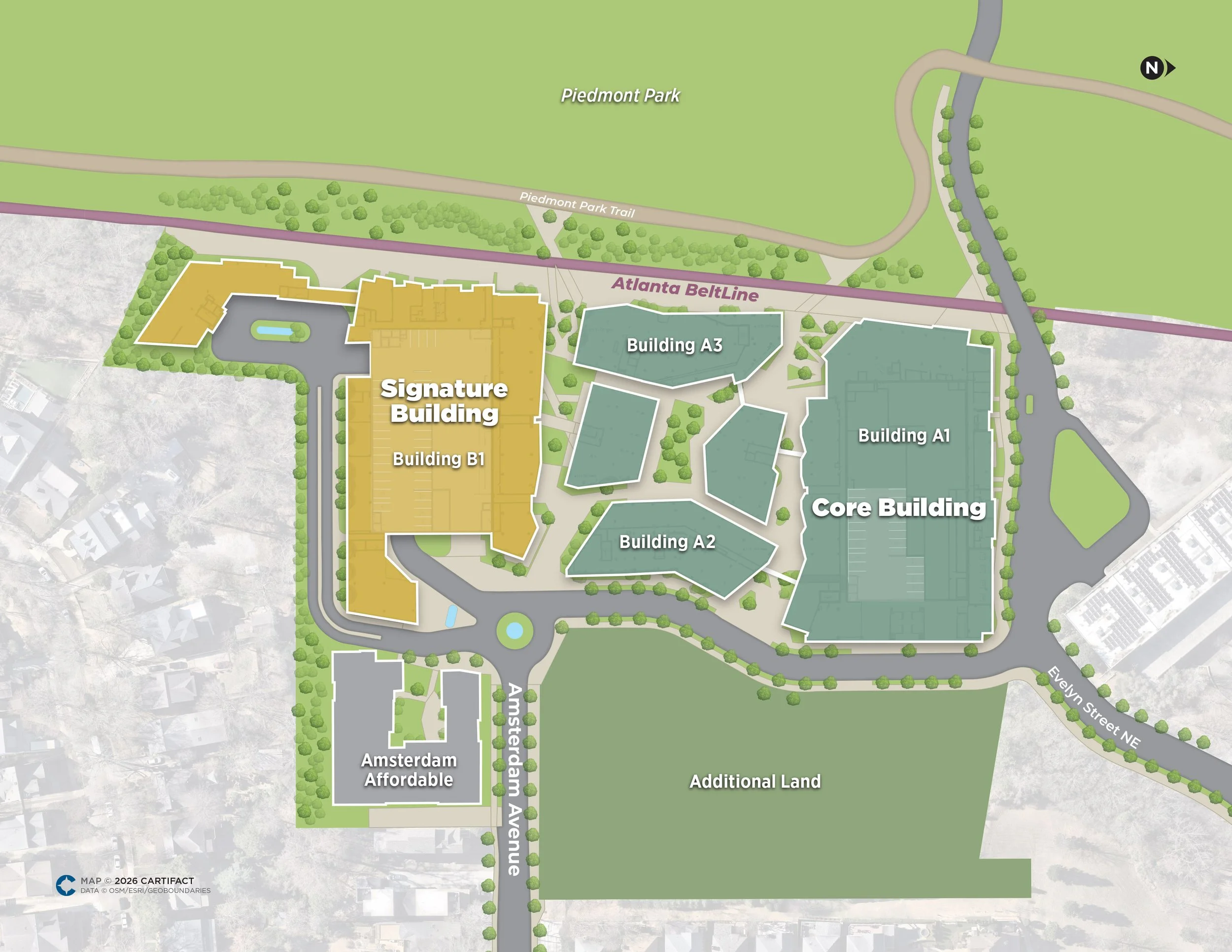 site plan commercial real estate detail building campus map color coded custom.jpg