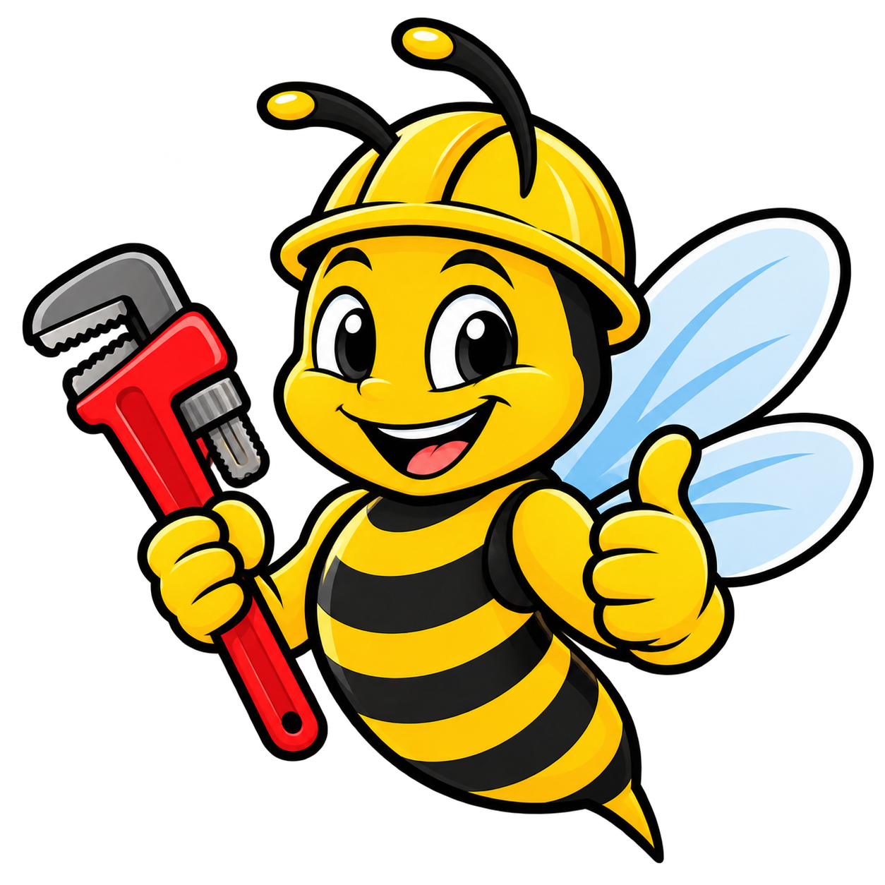 Buster the Bee holding a wrench, ready to help