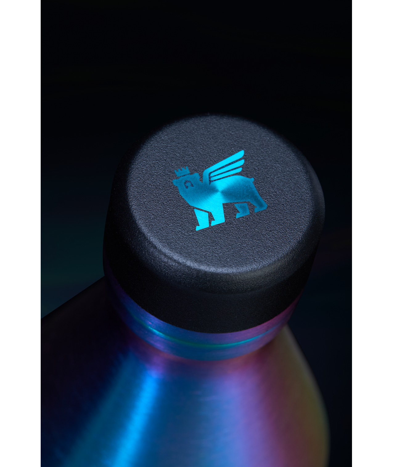 Stanley Rainbow PVD two stage inslutated water bottle with laser etched logo and textured Black PVD.