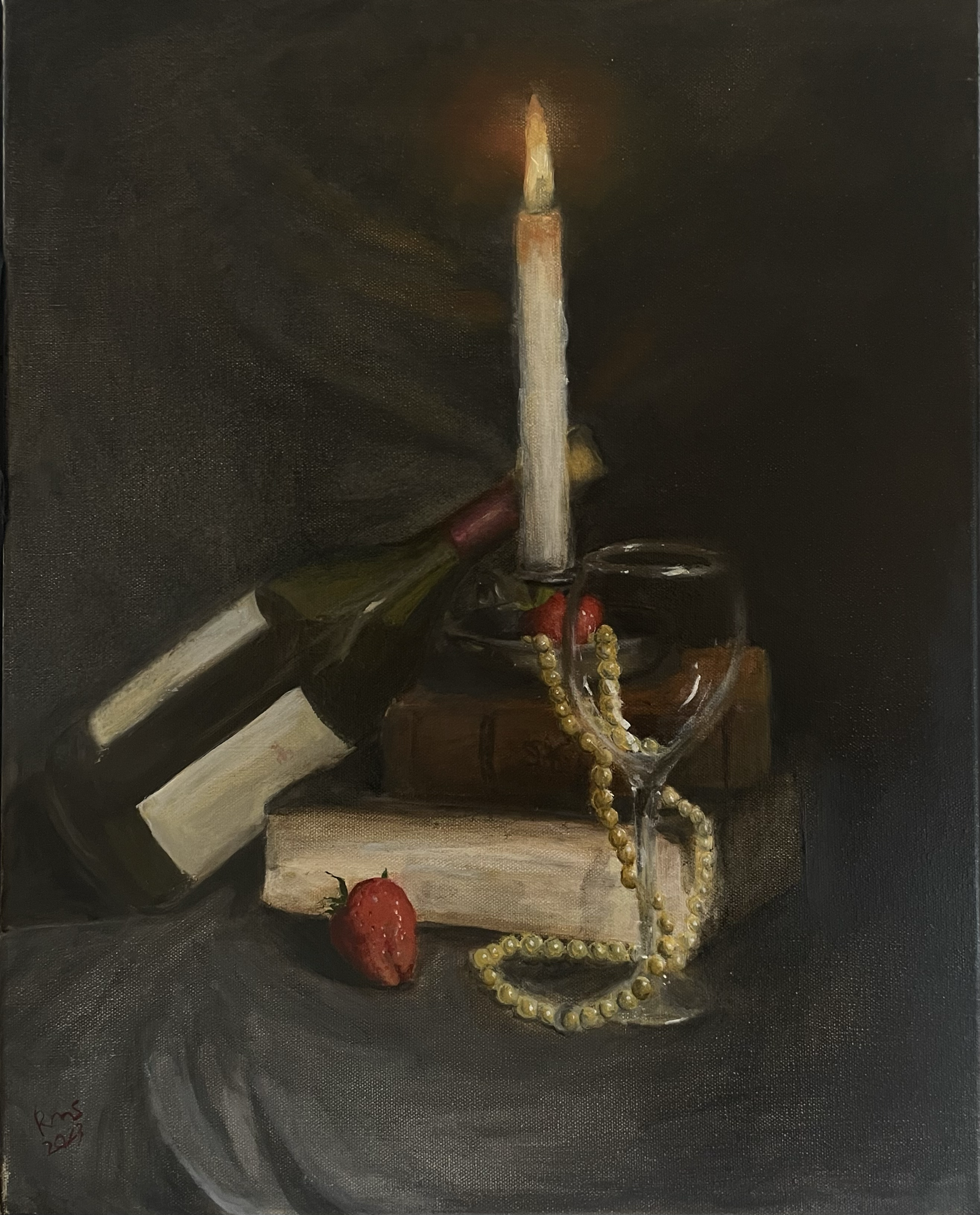 Candlelight, oil on canvas, 18"x20", 2023