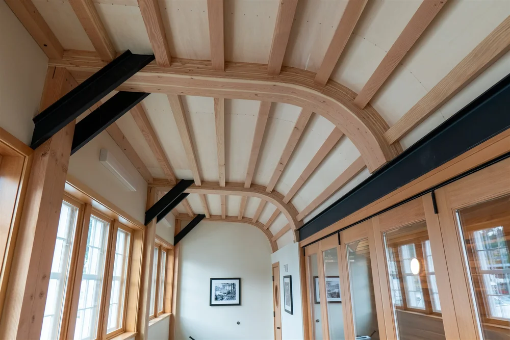 Wood-lined interior of the Meydenbauer Bay Park Whaling Building