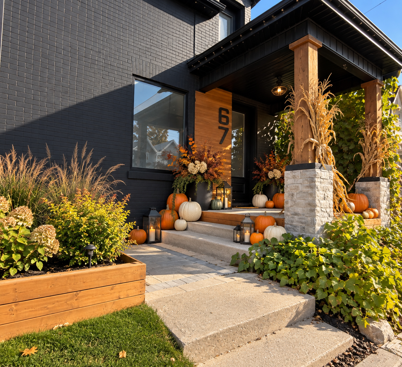 Modern Autumn Entryway with Pumpkins.png