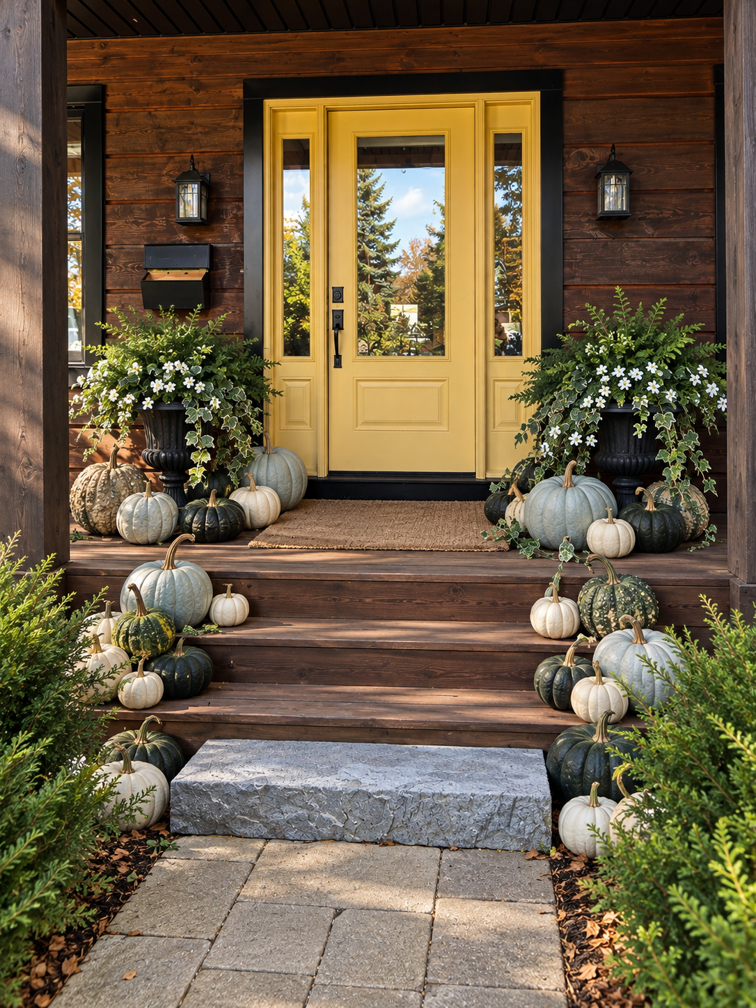 Elegant Blue-Green Pumpkin Porch Display (1).png