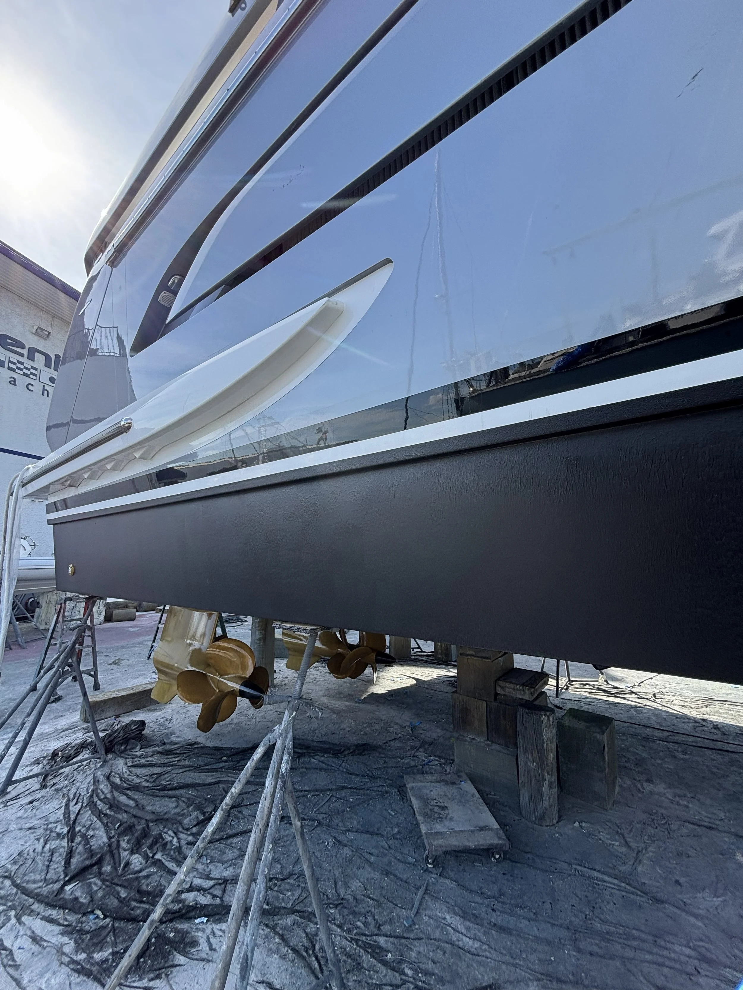 Fresh bottom job on a large vessel