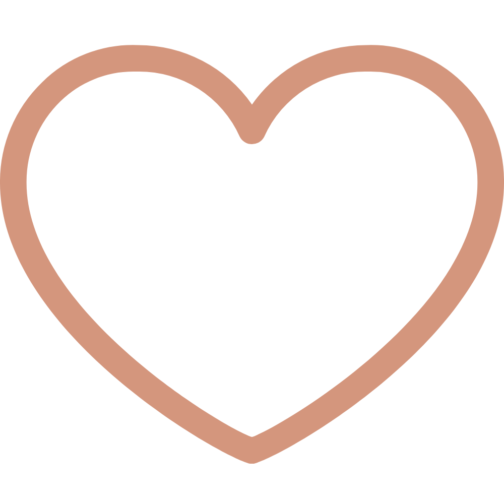 A heart outline with a rose gold color.
