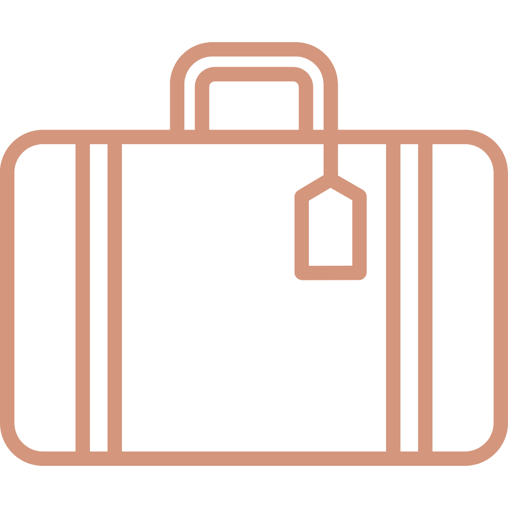 Outline of a suitcase with a luggage tag
