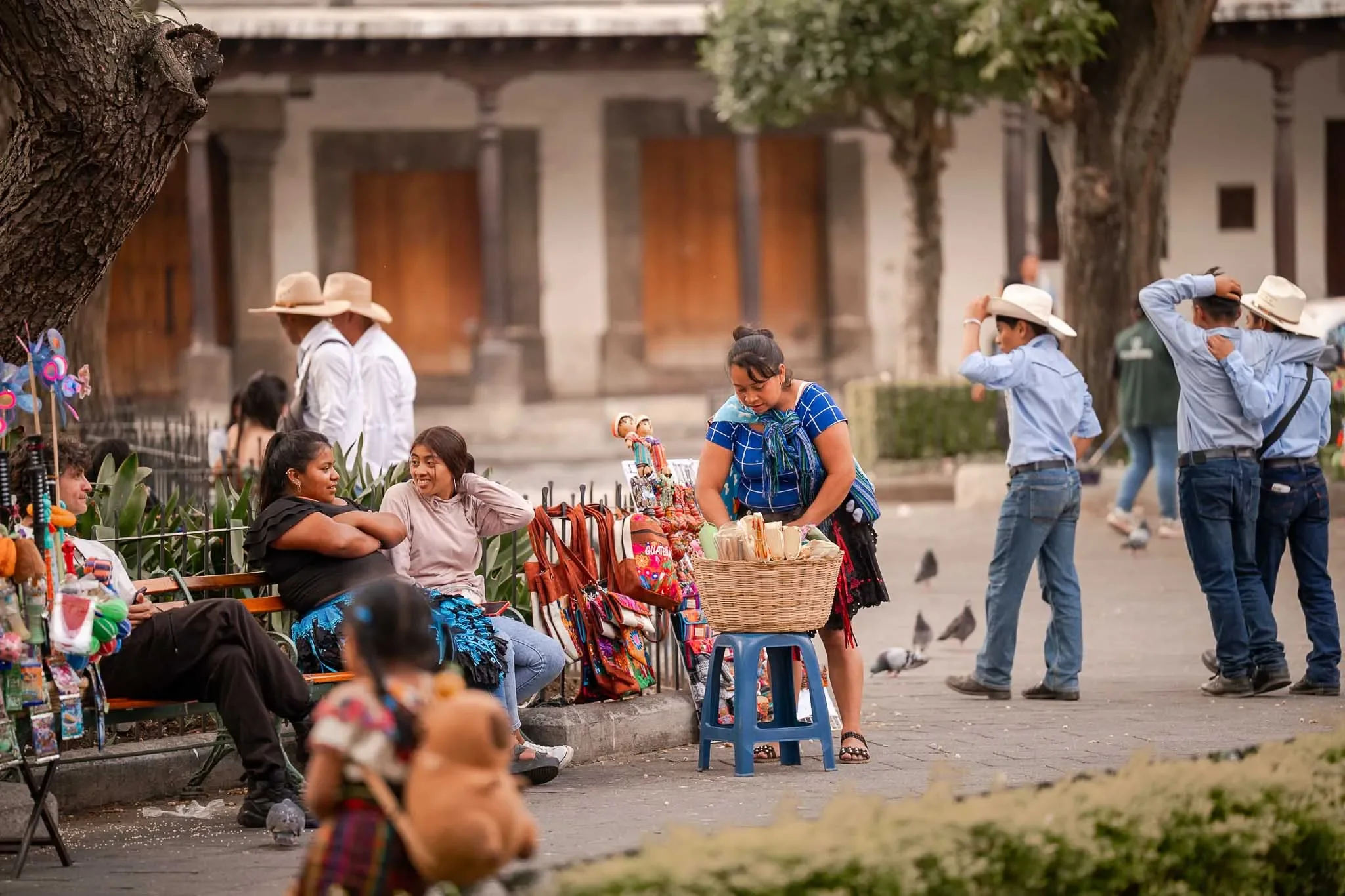Mayan vendors at Parque central in Antigua