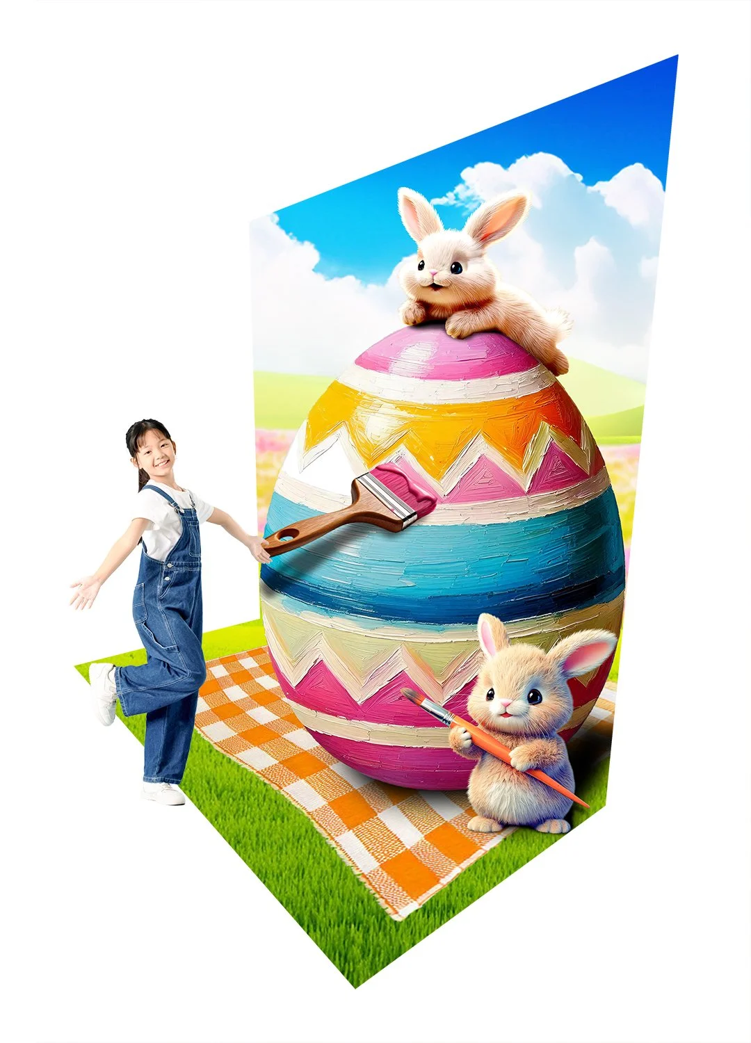 Easter photo spot: paint a giant Easter egg with the bunnies (Japan)