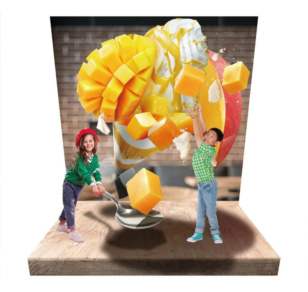 Mango parfait photo spot promoting a regional specialty (Miyazaki, Japan)