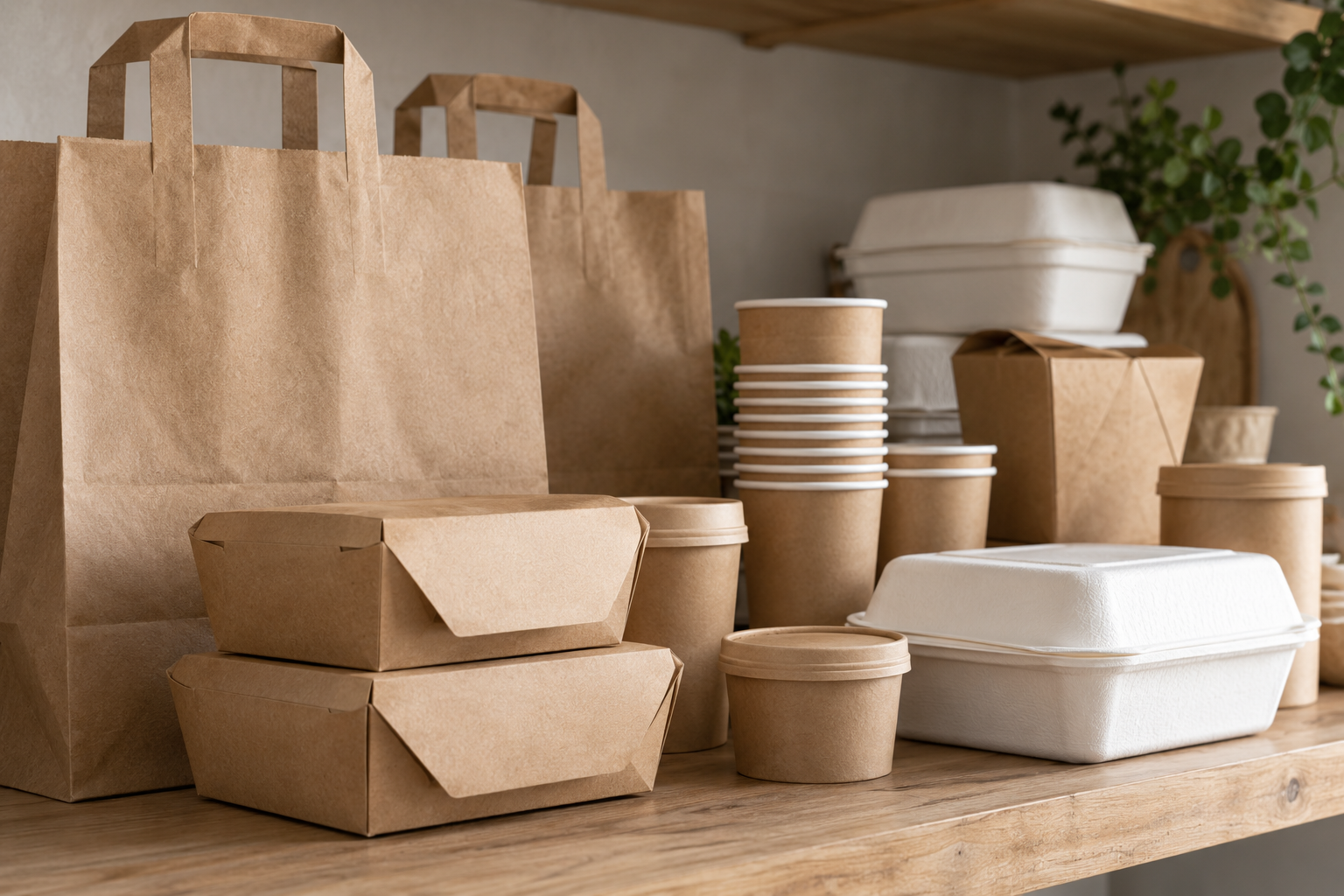 Paper packaging, takeaway cups and sustainable fibre containers